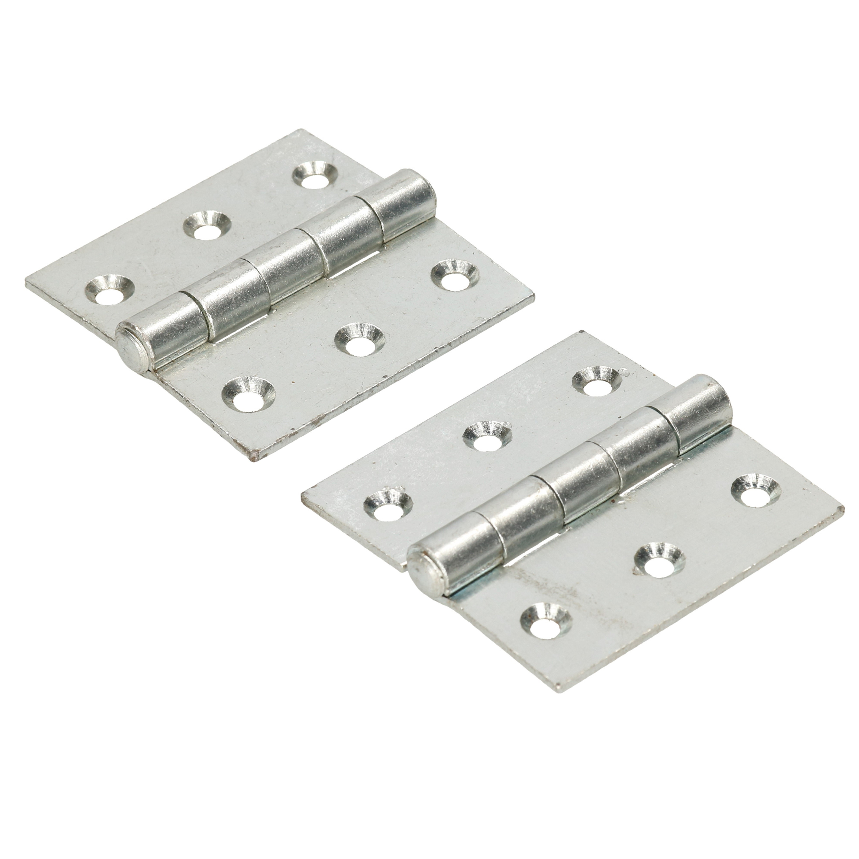 2x stuks scharnier / bouwscharnier / meubelscharnieren ijzer verzink met rechte hoeken 6 x 6 x 0.2 c -