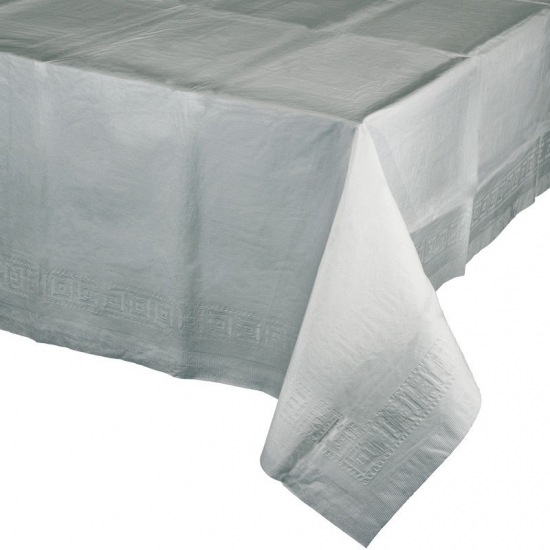 2x stuks tafelkleed zilver grijs 274 x 137 cm papier -
