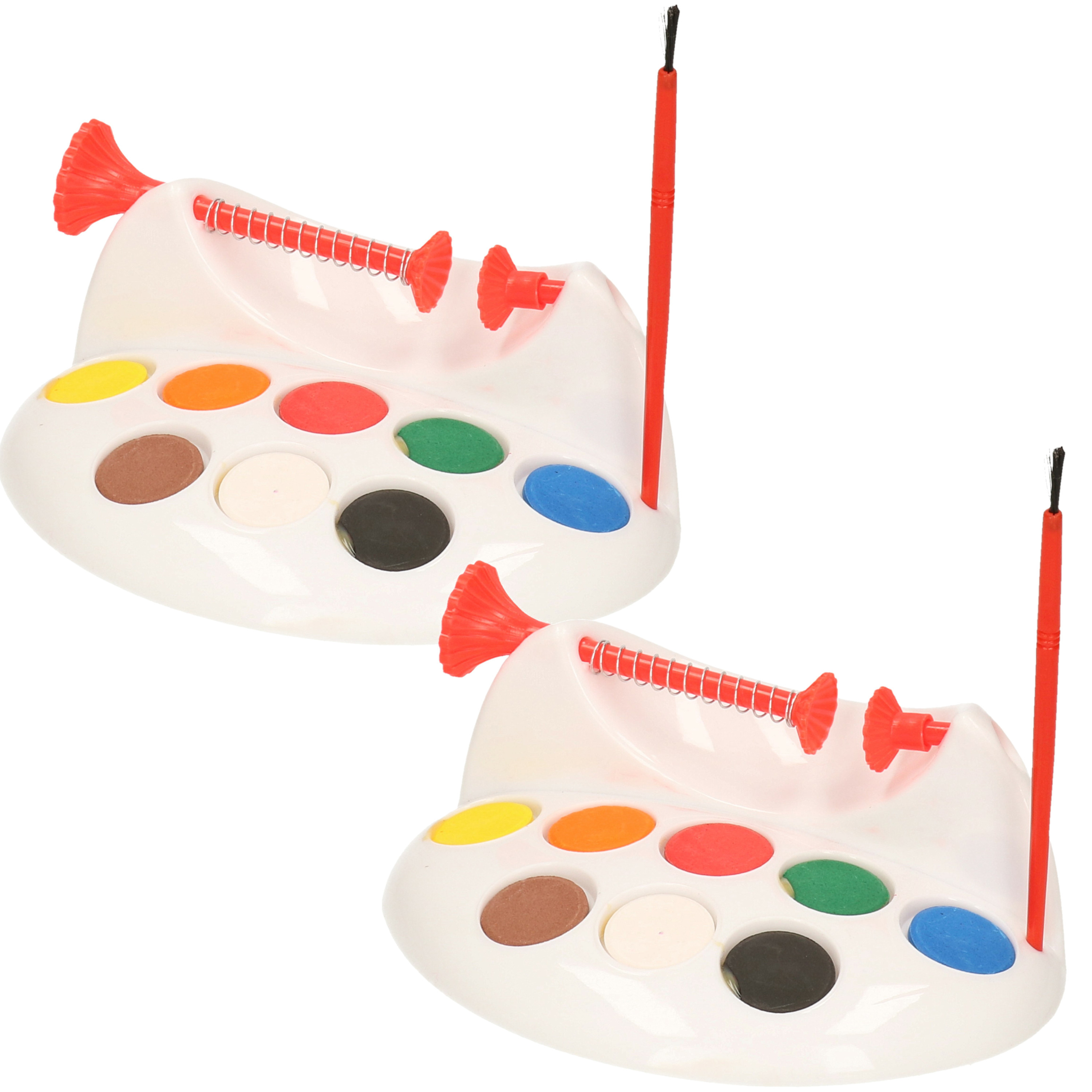 2x stuks paaseieren schilder verfmolens set houder met verf en kwastjes -