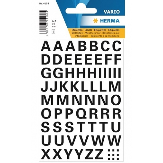 5x velletjes letters stickers zwart 10mm 65x stuks per vel -