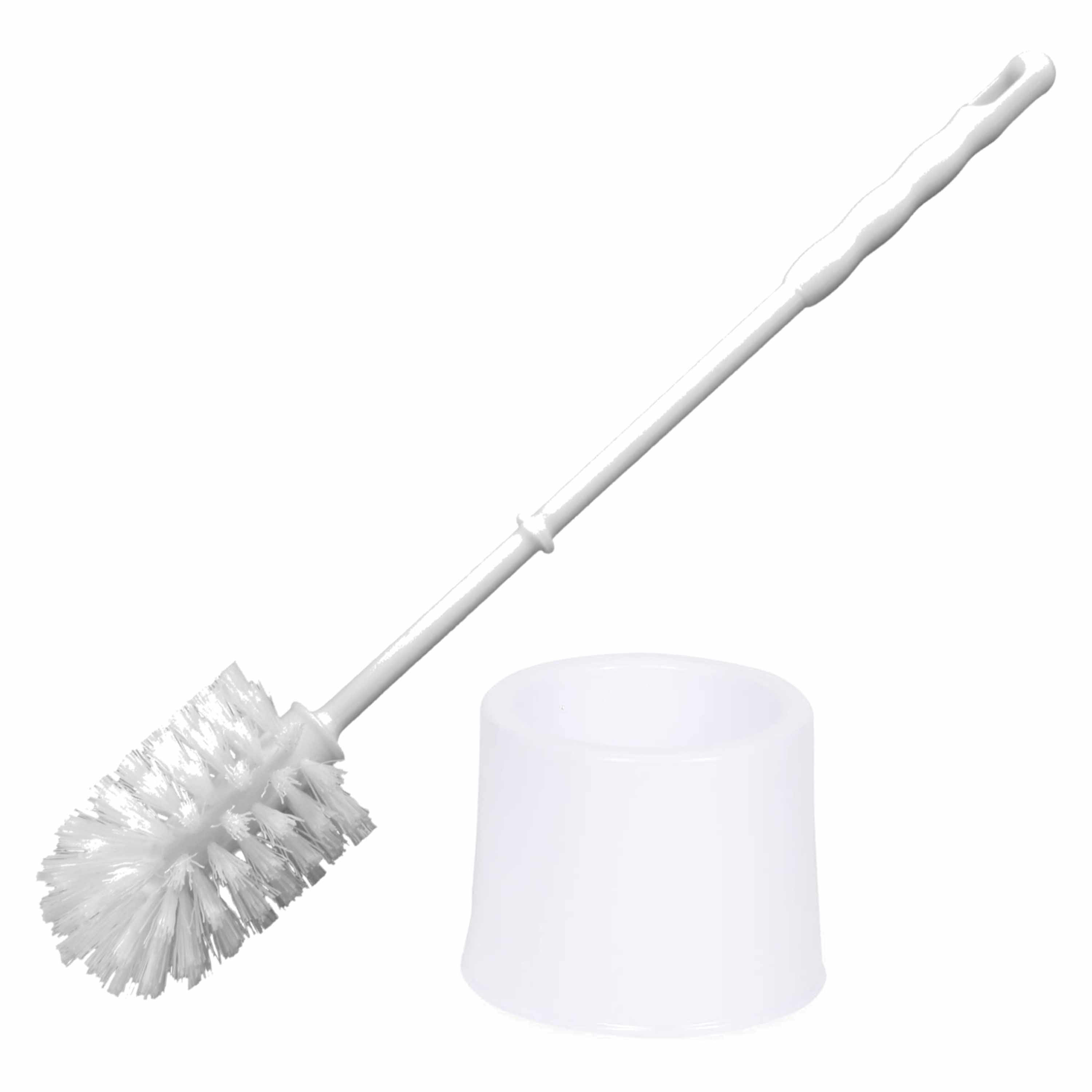 Wc borstel/toiletborstel met standaard/houder rond van wit kunststof -