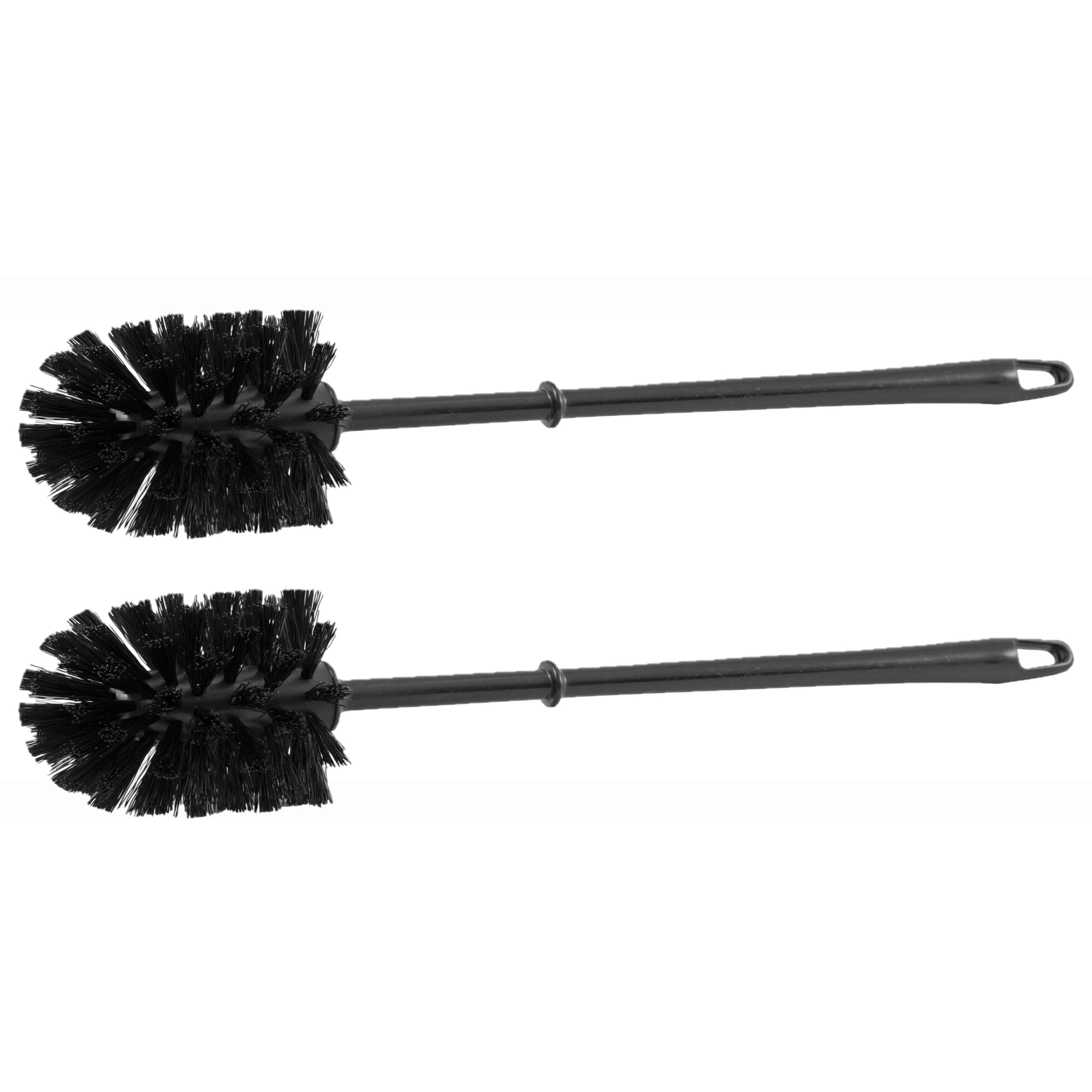 2x stuks wc/toiletborstel zwart kunststof -