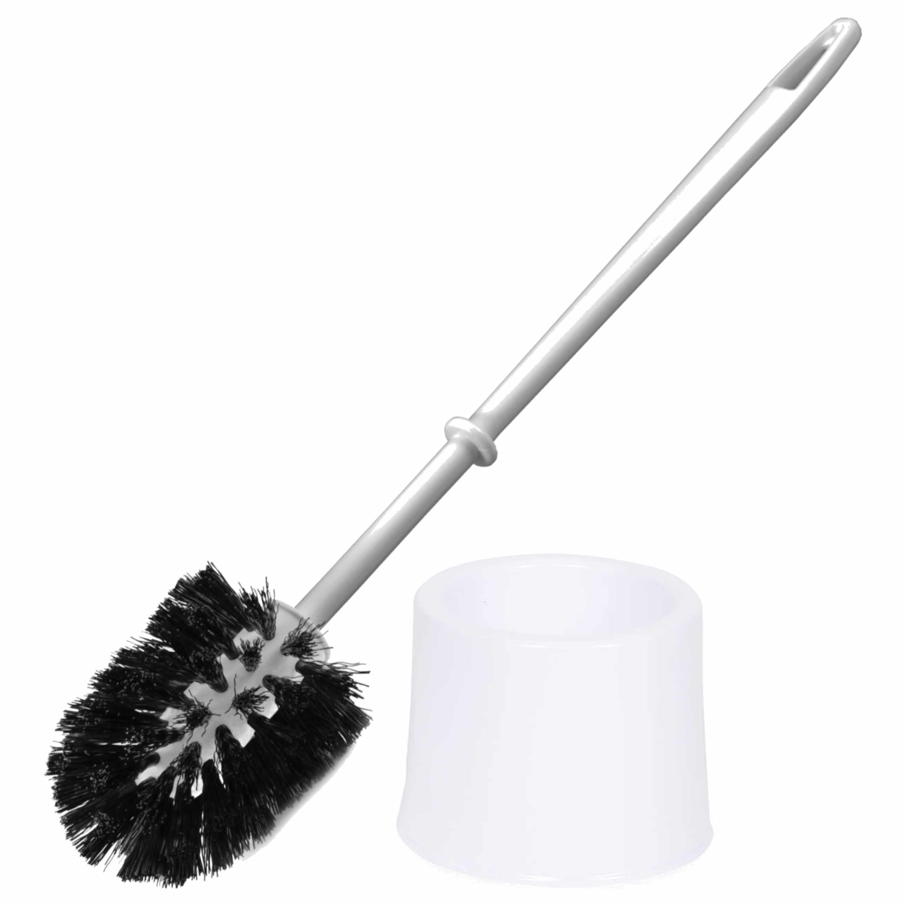 Wc borstel/toiletborstel met standaard/houder rond van wit kunststof -