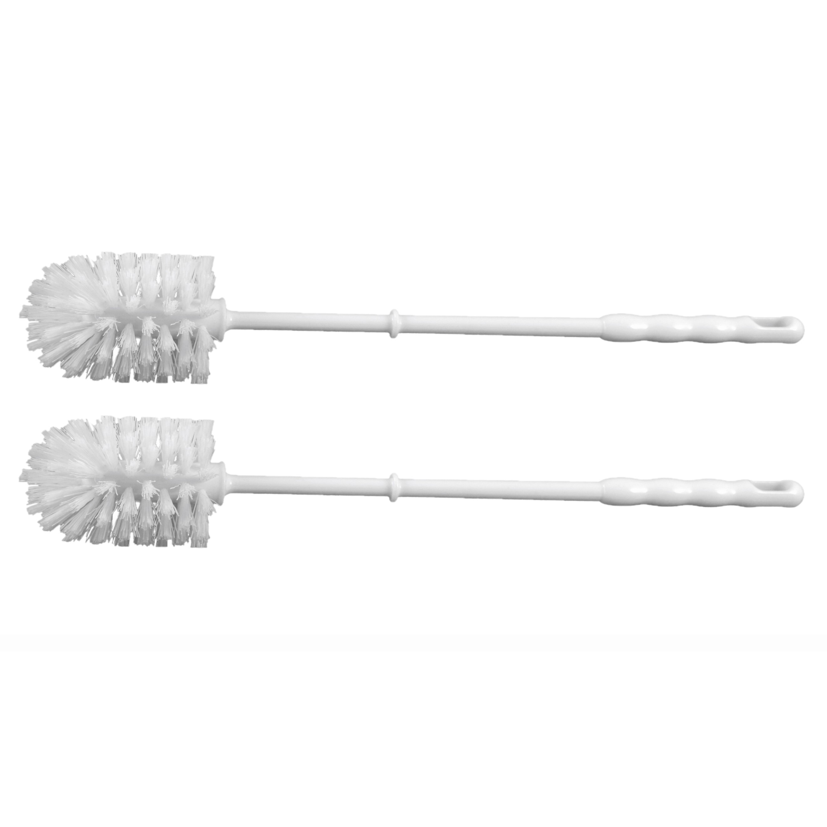 Wc/toiletborstel kunststof - 2x stuks - wit - 37 cm - Toilet/badkameraccessoires -