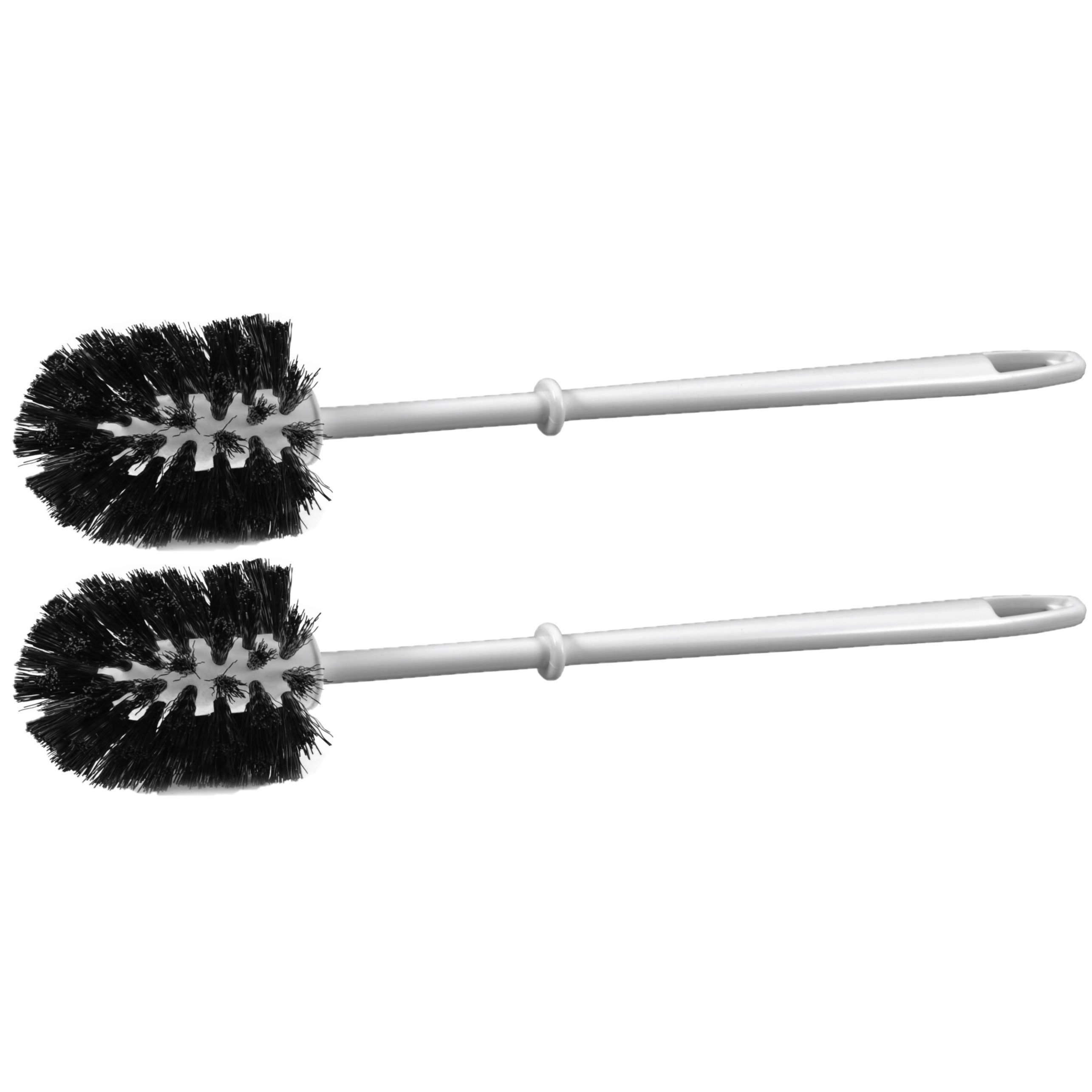 2x stuks wc/toiletborstel wit/zwart kunststof -