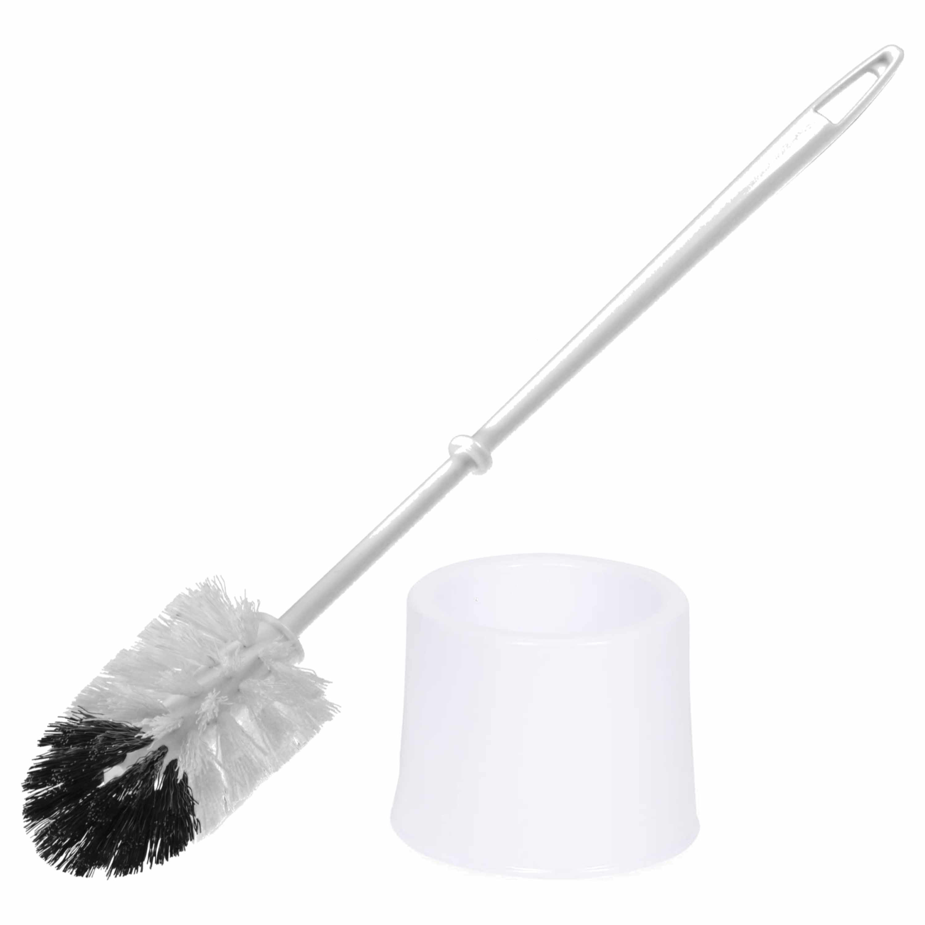 Wc borstel/toiletborstel met standaard/houder rond van wit kunststof -