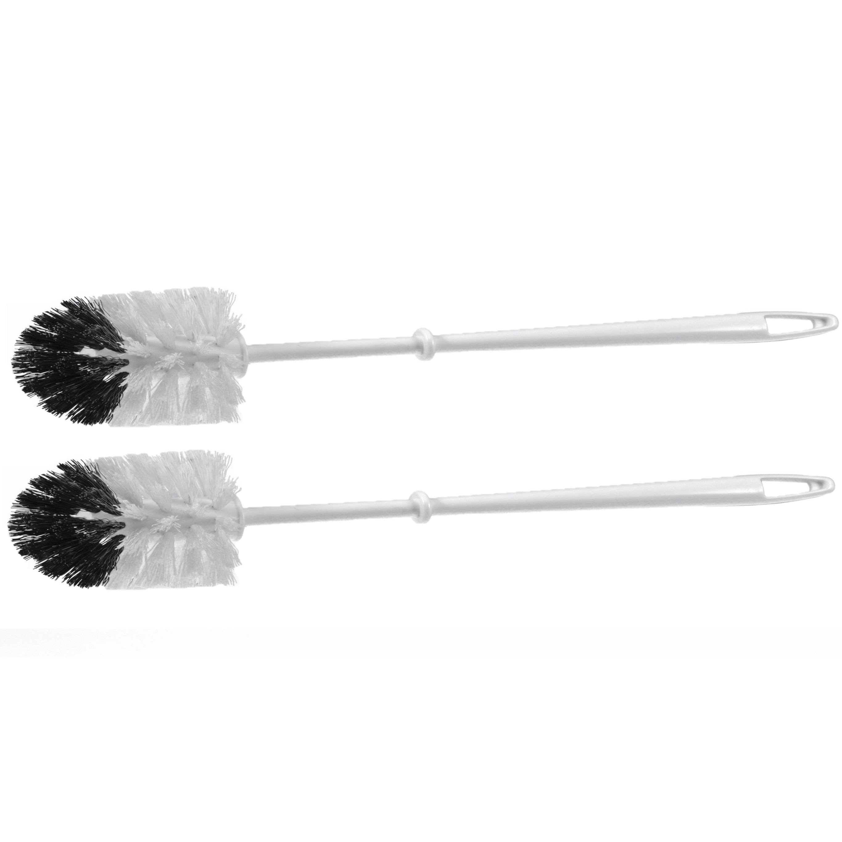 2x stuks wc/toiletborstel wit/zwart met slijtzone van kunststof -