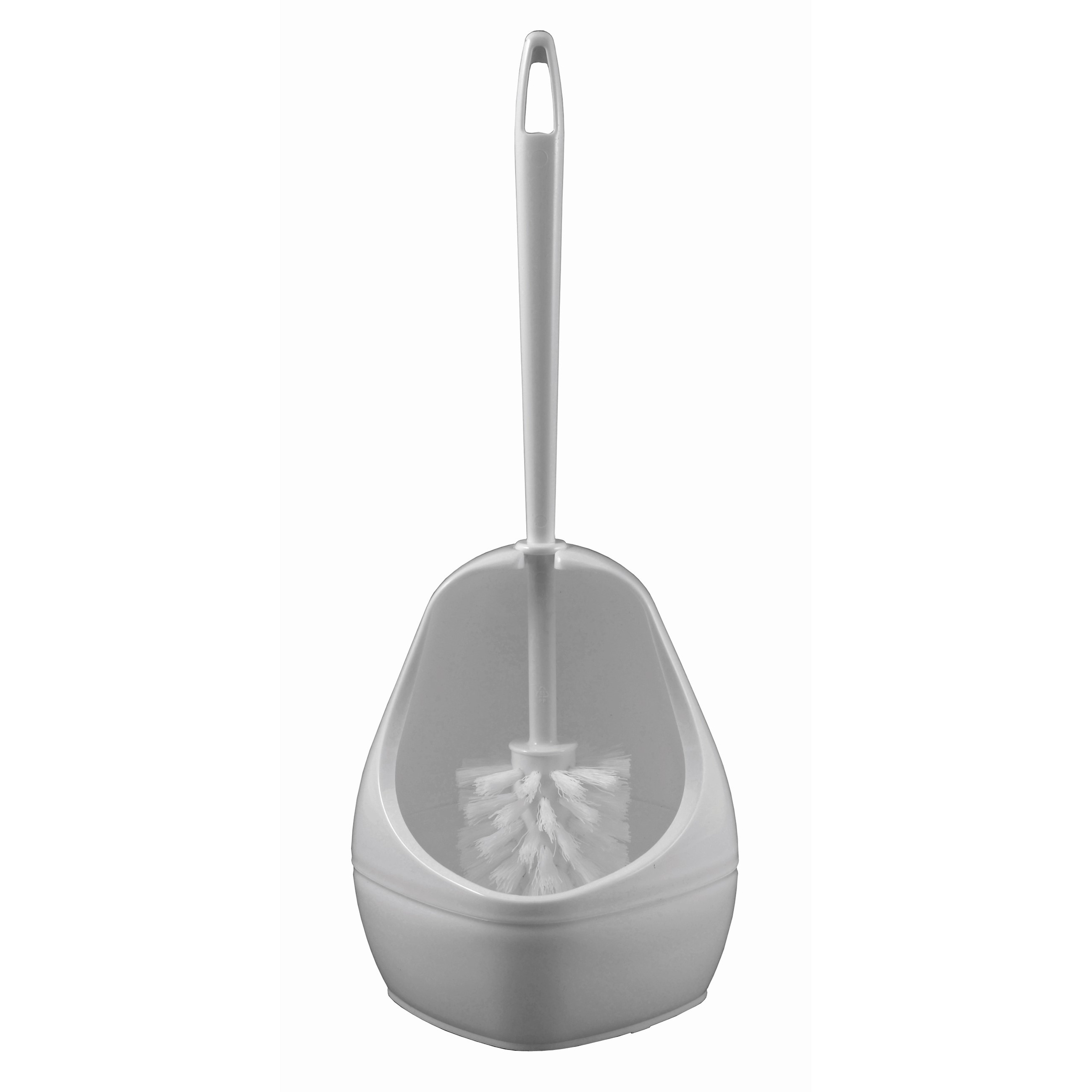 Wc/toiletborstel en houder / toiletgarnituur van wit kunststof in druppelvorm 35 cm -