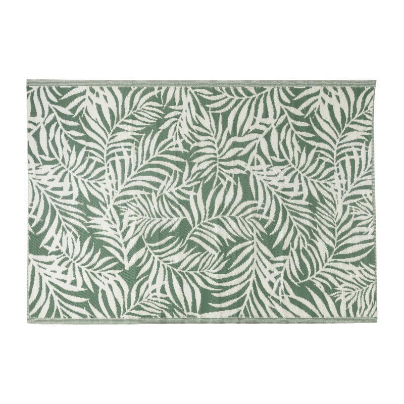 Buitenkleed leaves - groen/wit - 160x230 cm