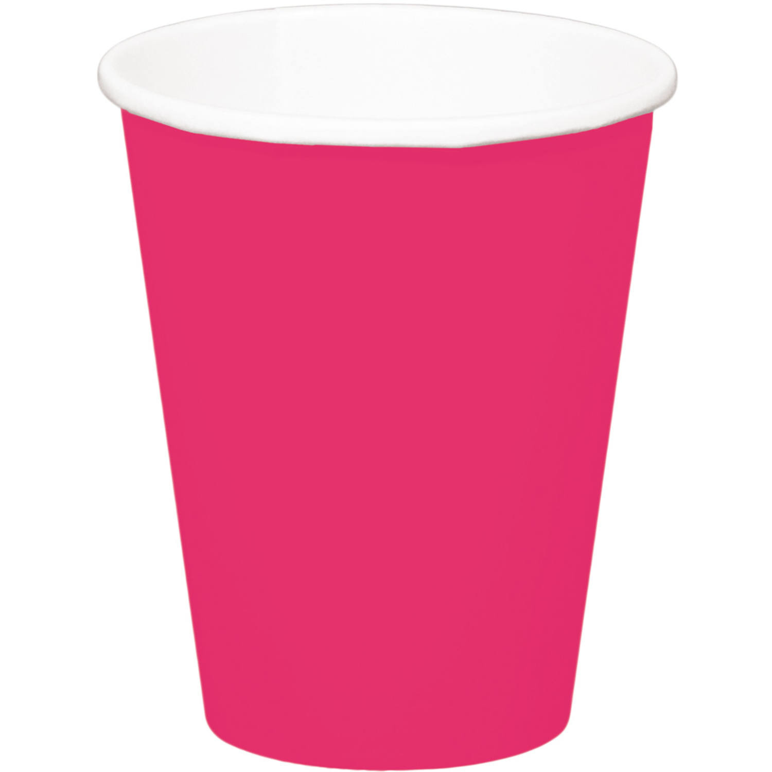 32x stuks drinkbekers van papier fuchsia roze 350 ml -