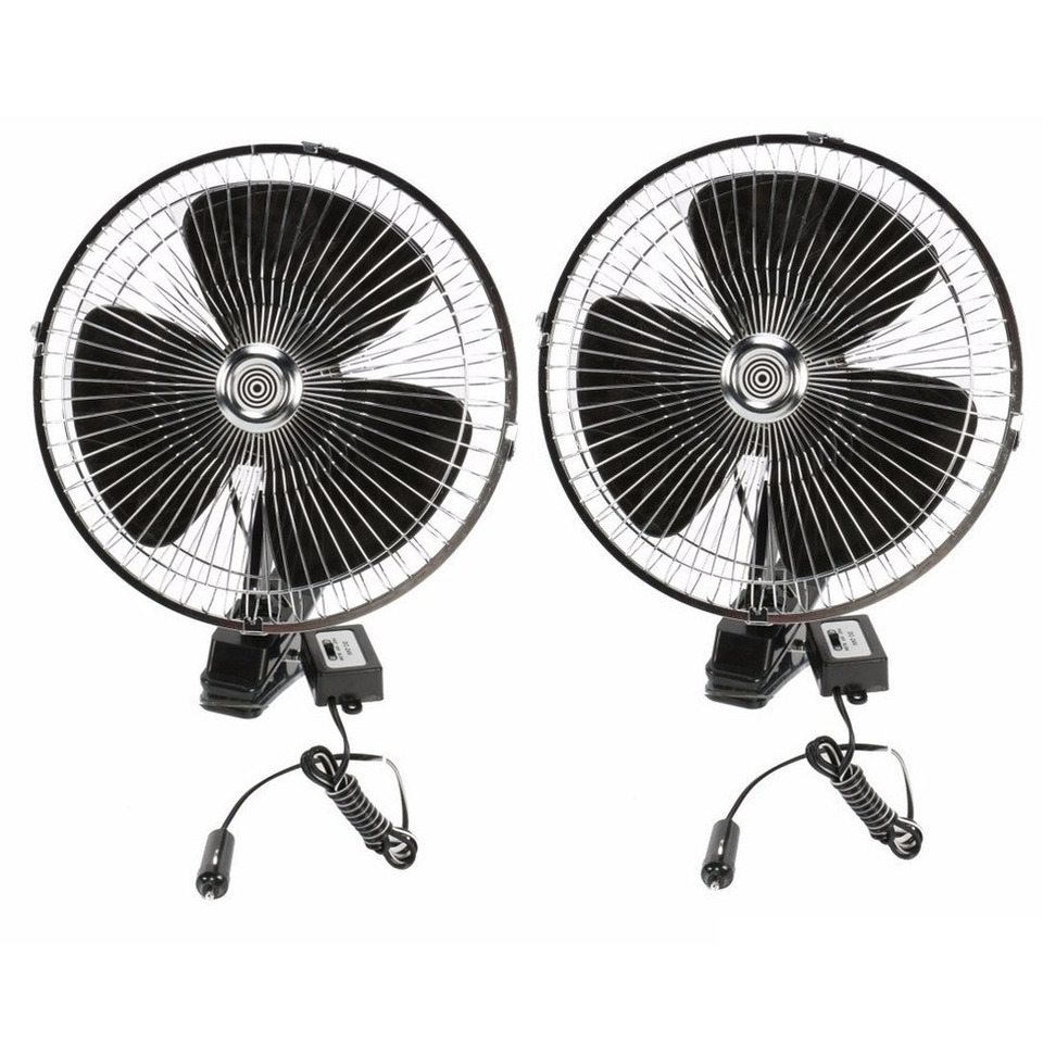 Set van 2x stuks vrachtwagen ventilator 24V aansluiting -
