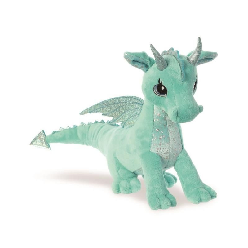 Aurora Pluche draak/draken - blauw - knuffel - 30 cm - knuffels -