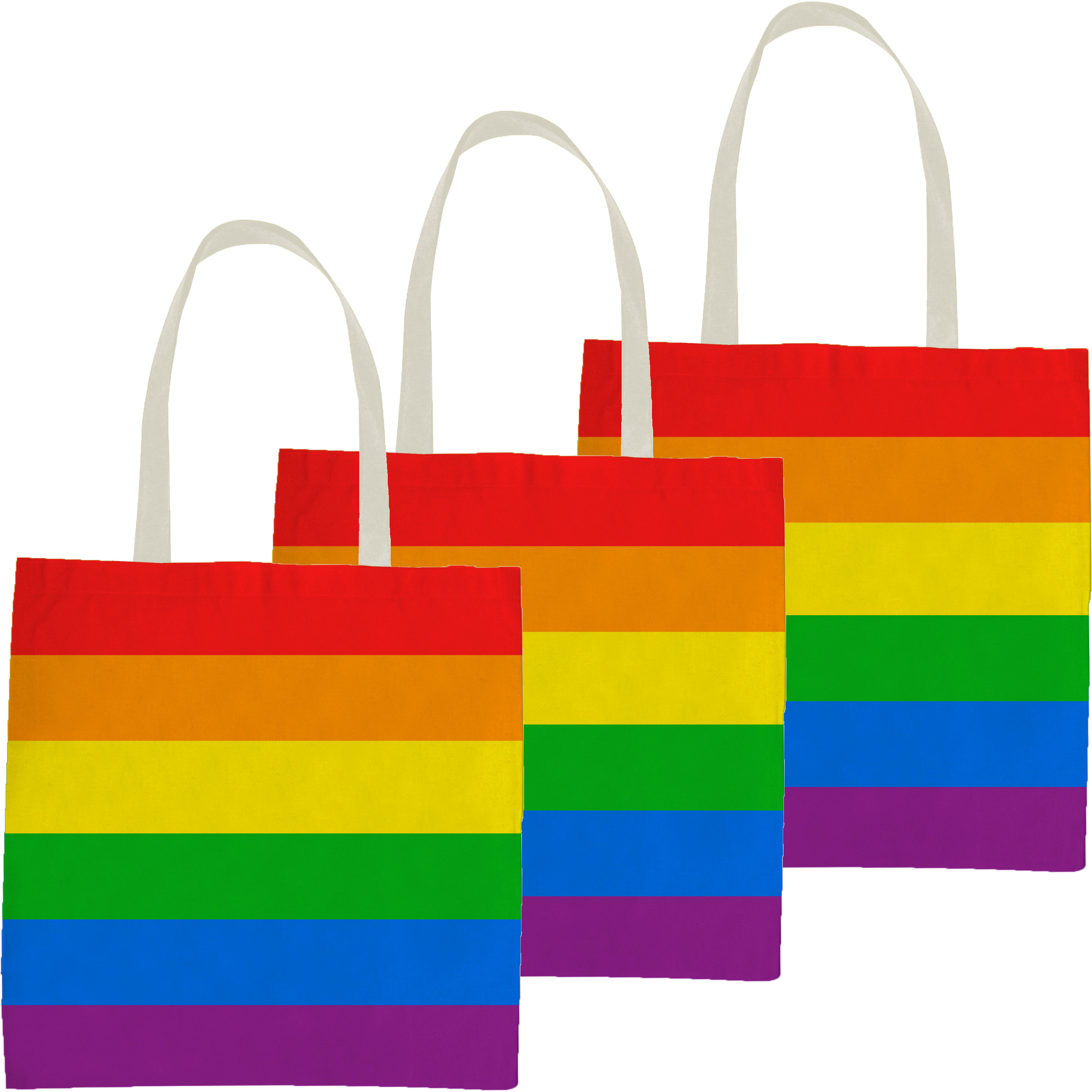 10x Polyester boodschappentasje/shopper regenboog/rainbow/pride vlag voor volwassenen en kids -