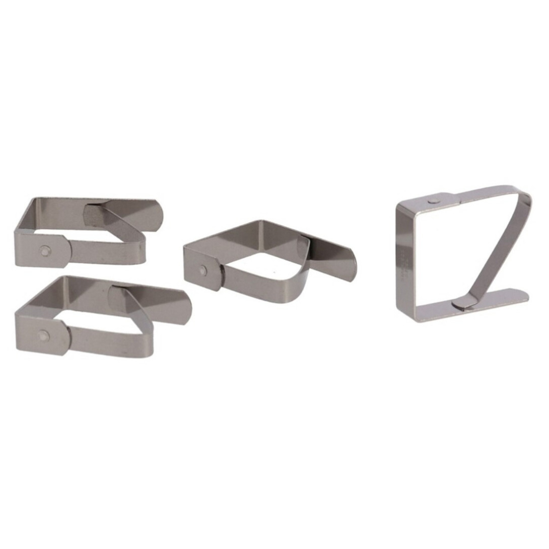 12x Stuks tafelkleed klemmen Rvs -