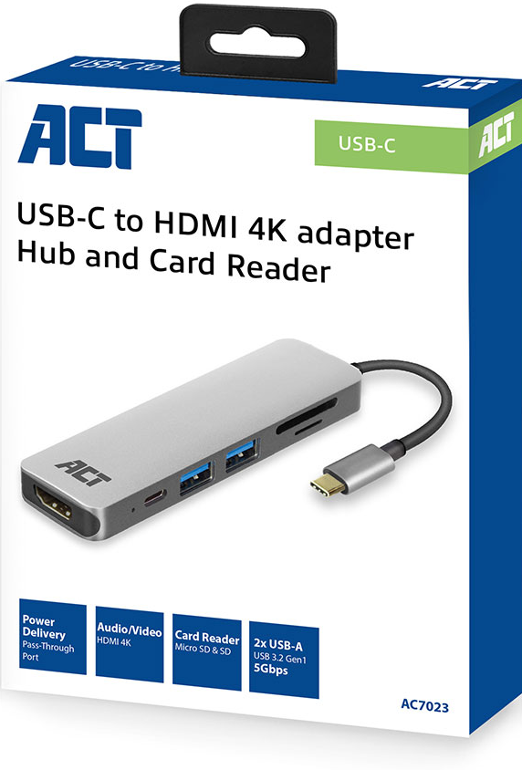 AC7023 - USB-C Multiport adapter - HDMI - 4K - 60W - PD Pass Through - 2x USB-A