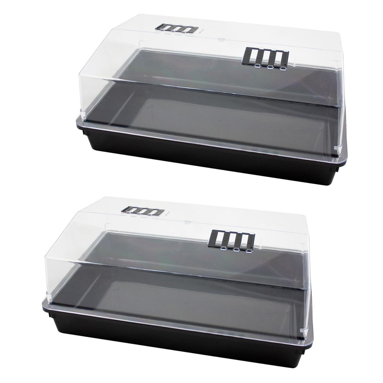 3x stuks grote kweekbakken/kweekkasten met deksel 24 x 59 x 39 cm -