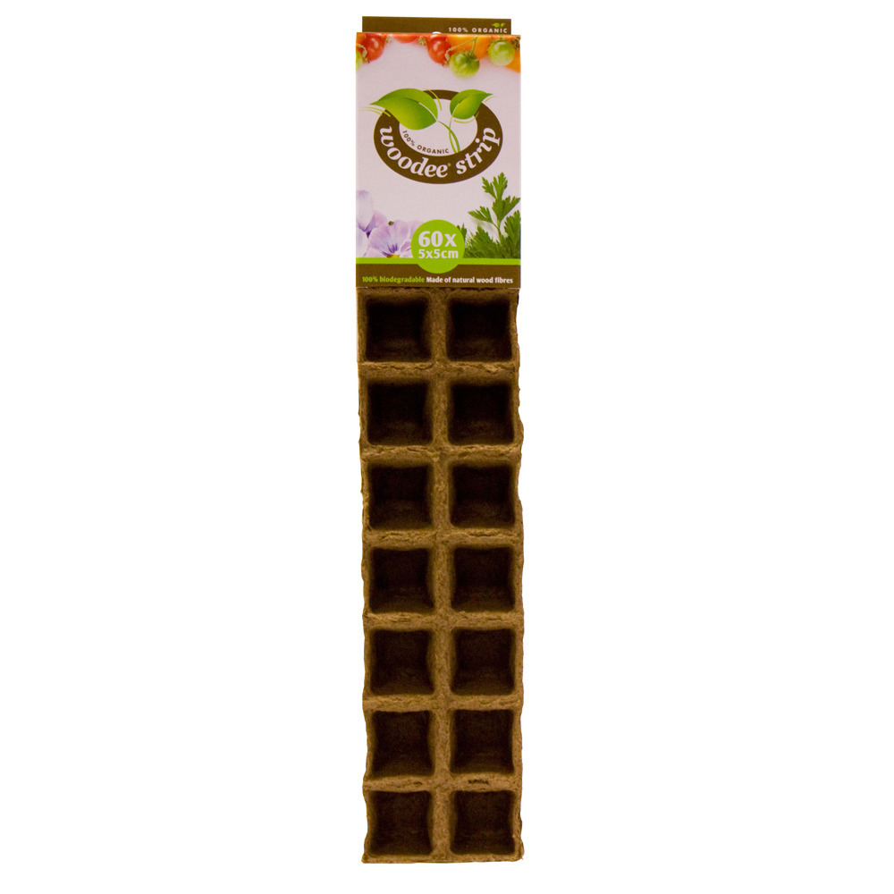 Houtvezel kweekpotjes/stekpotjes 1x tray met 60 vakjes 5 x 5 cm -