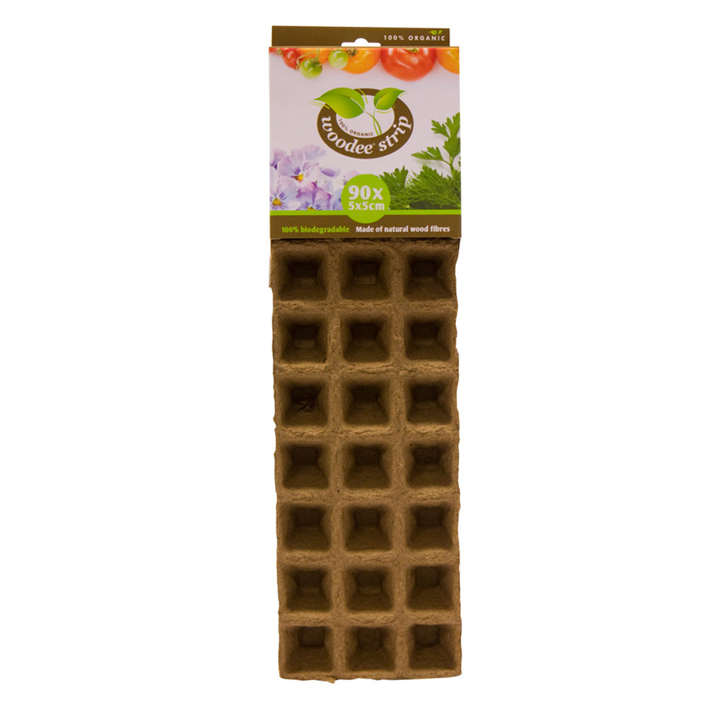 Houtvezel kweekpotjes/stekpotjes 1x tray met 90 vakjes 5 x 5 cm -