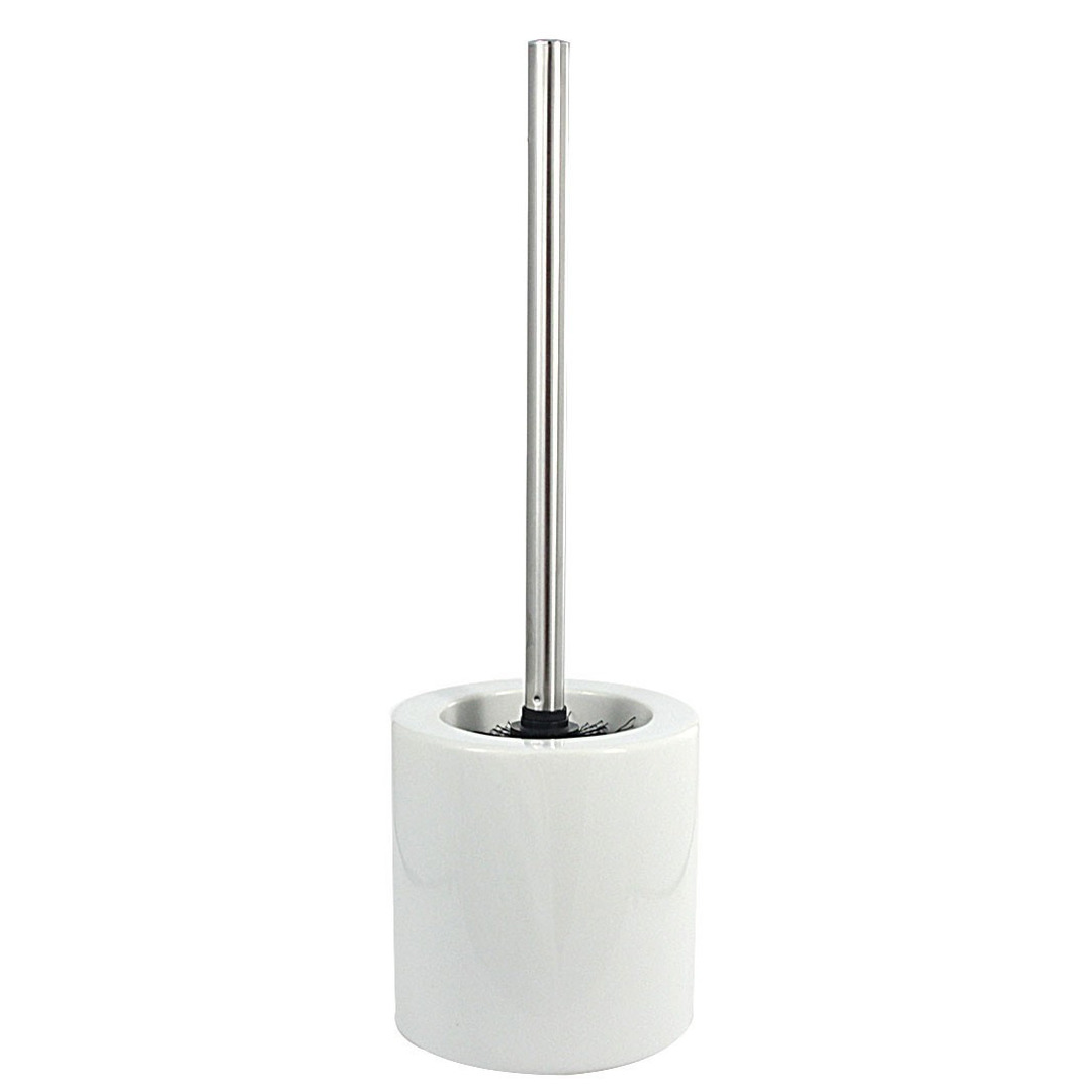 Luxury houseware Toiletborstel - wit - keramische houder - 40 cm -