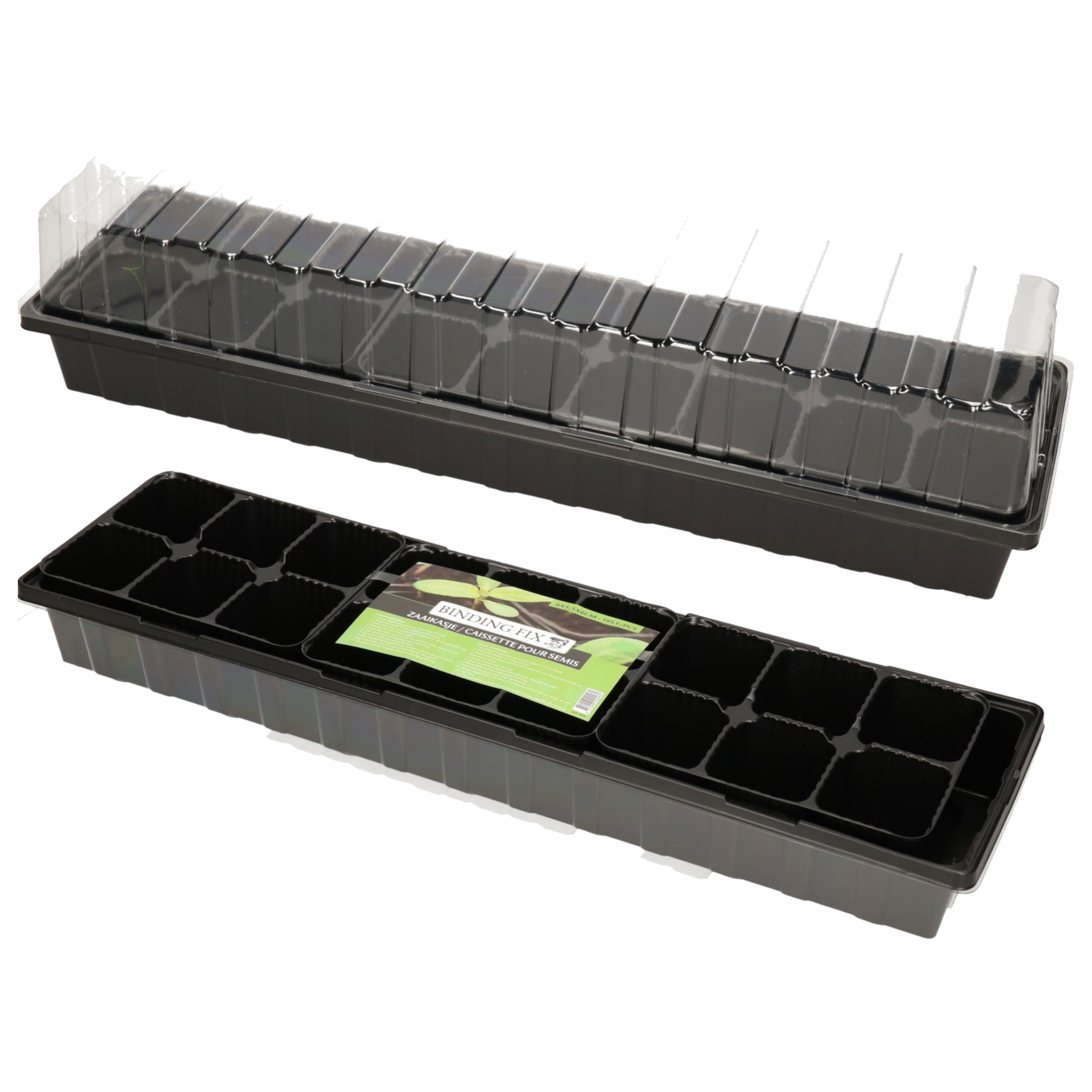 Talen Tools Kweekbak - 2x stuks - met deksel - 8 x 54 x 15 cm - proagator - moestuinbak -