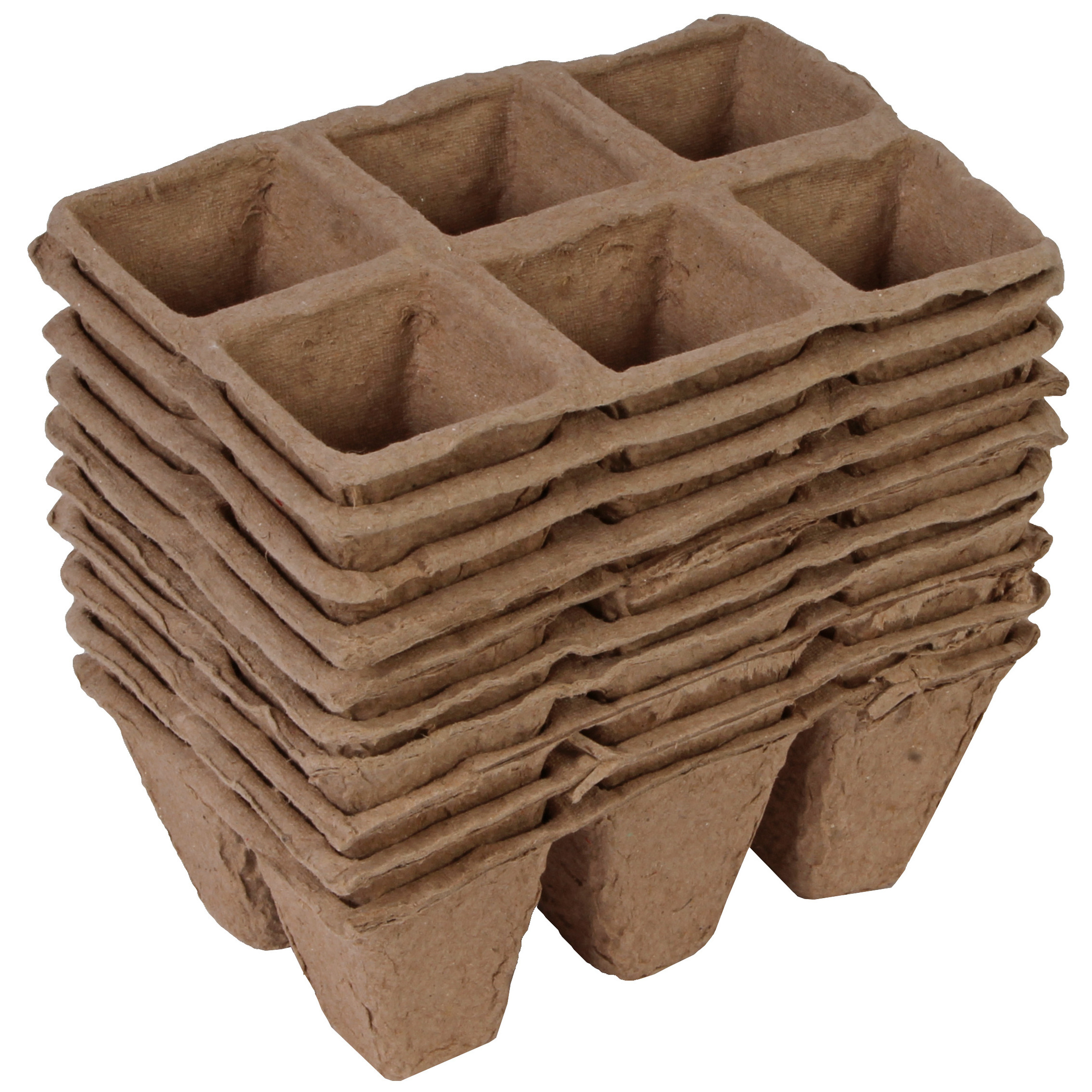 30x stuks Houtvezel kweekpotjes/stekpotjes trays met 6 vakjes 5 x 5 cm -