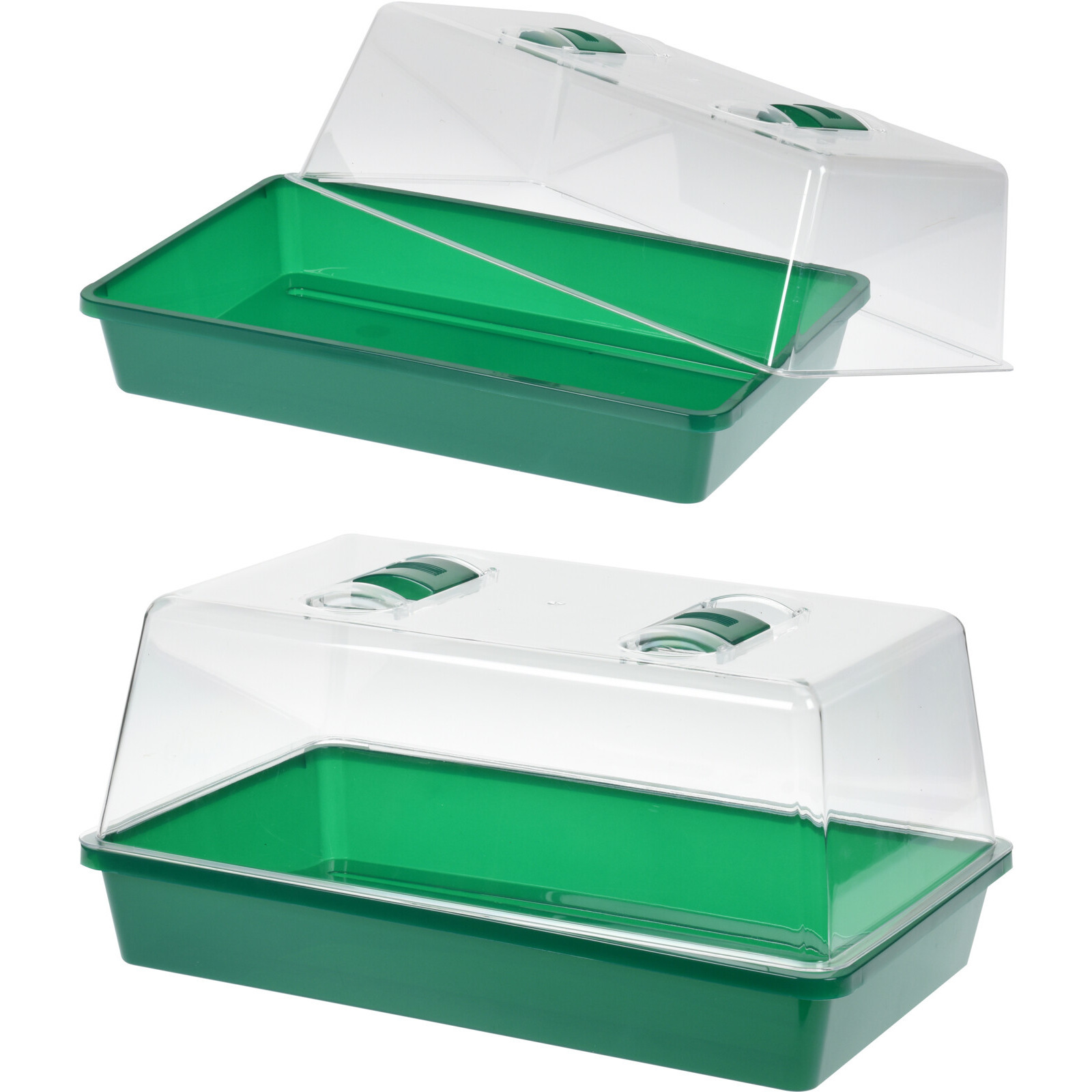 2x stuks kweekbakjes/kweekkasten met deksel 18 x 38 x 24 cm -