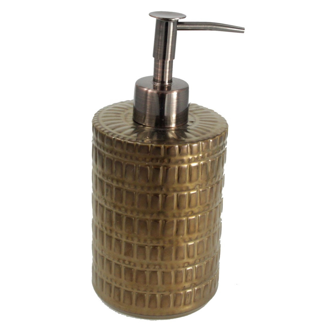 Zeeppompje/zeepdispenser brons keramiek 20 cm -