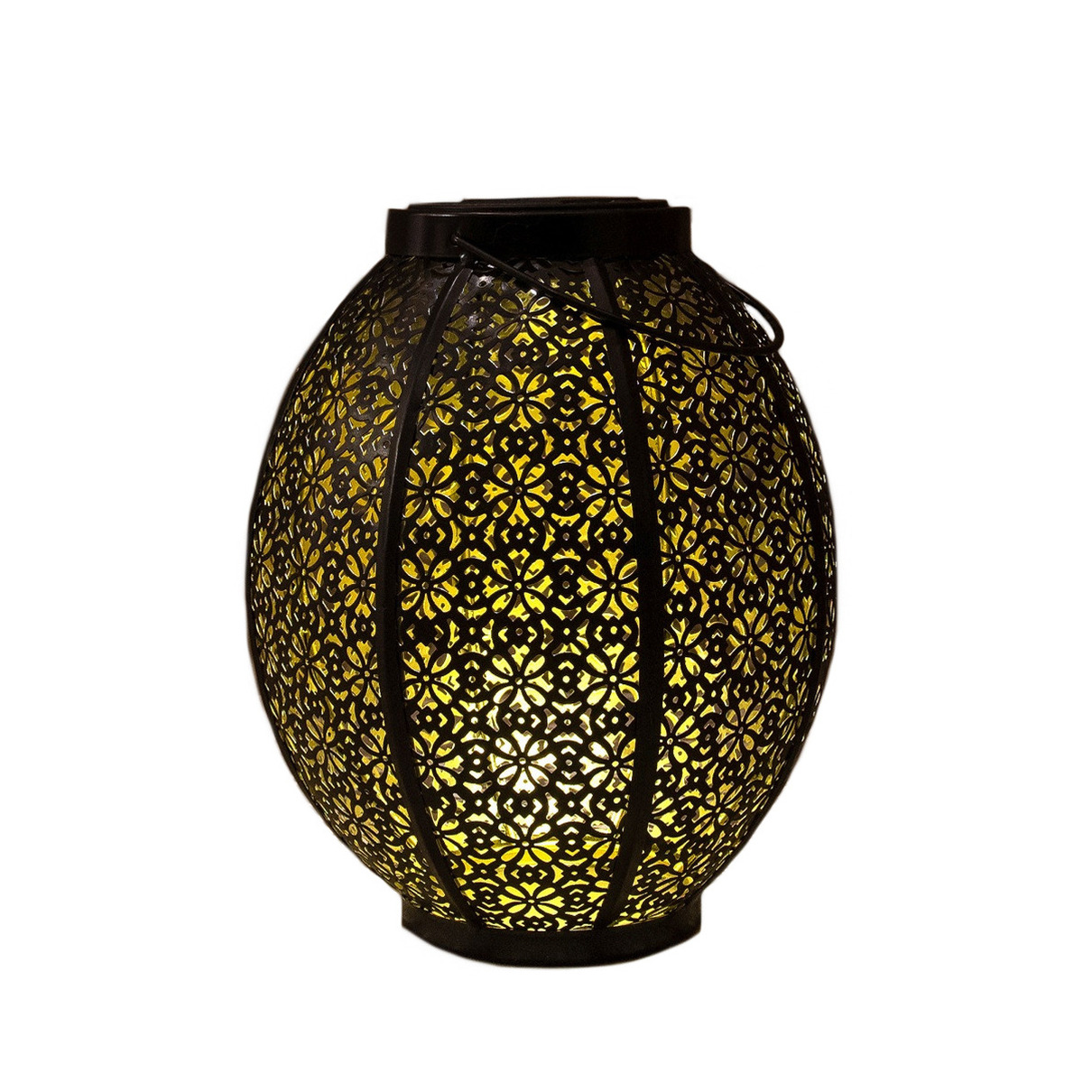 1x stuks zwart/gouden solar lantaarns van metaal 23 cm -
