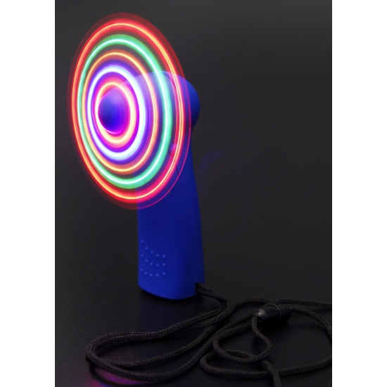 2x stuks handwaaier gekleurd met LED 11 cm -