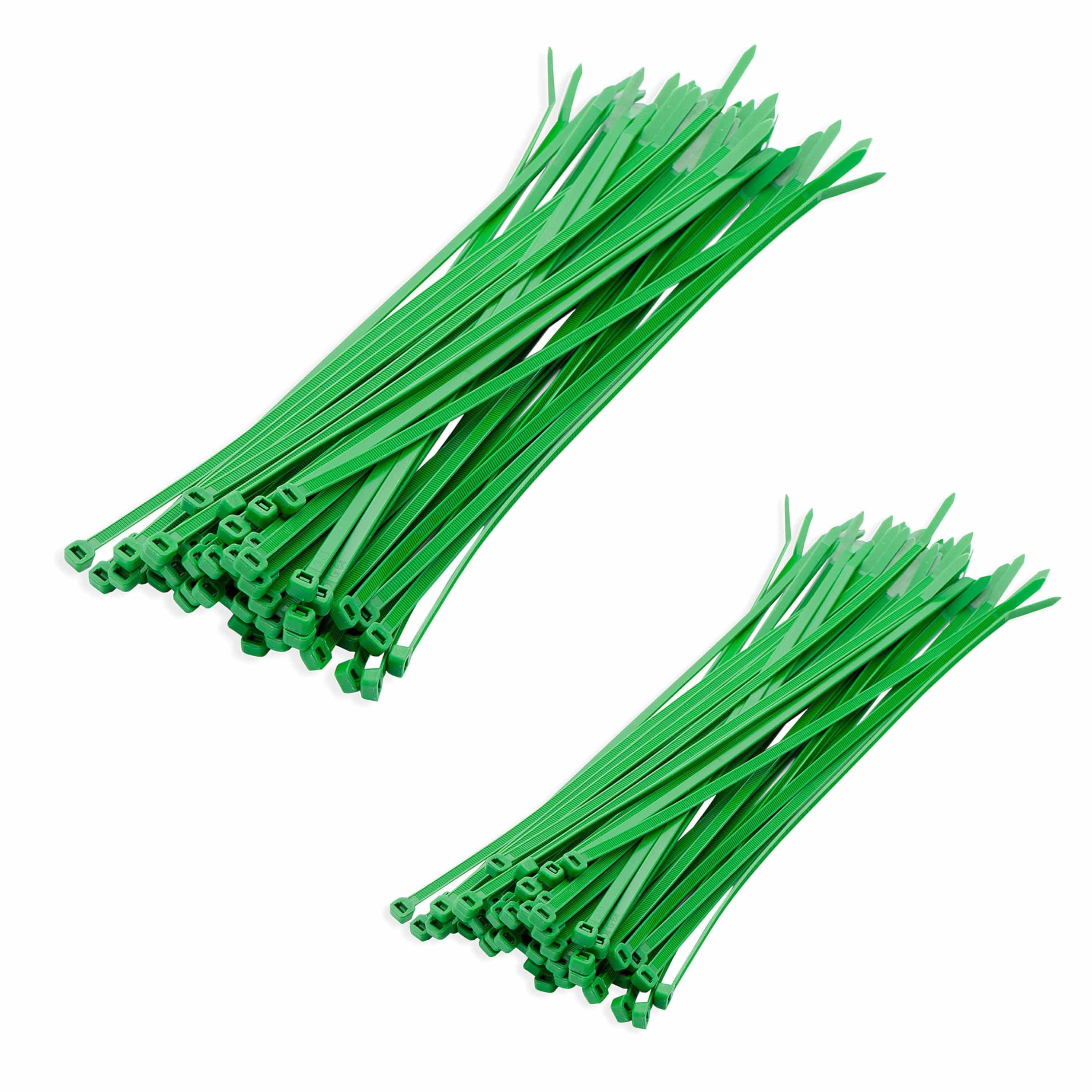 Kabelbinders/tie-wraps pakket groen 400x stuks in 2 verschillende formaten -