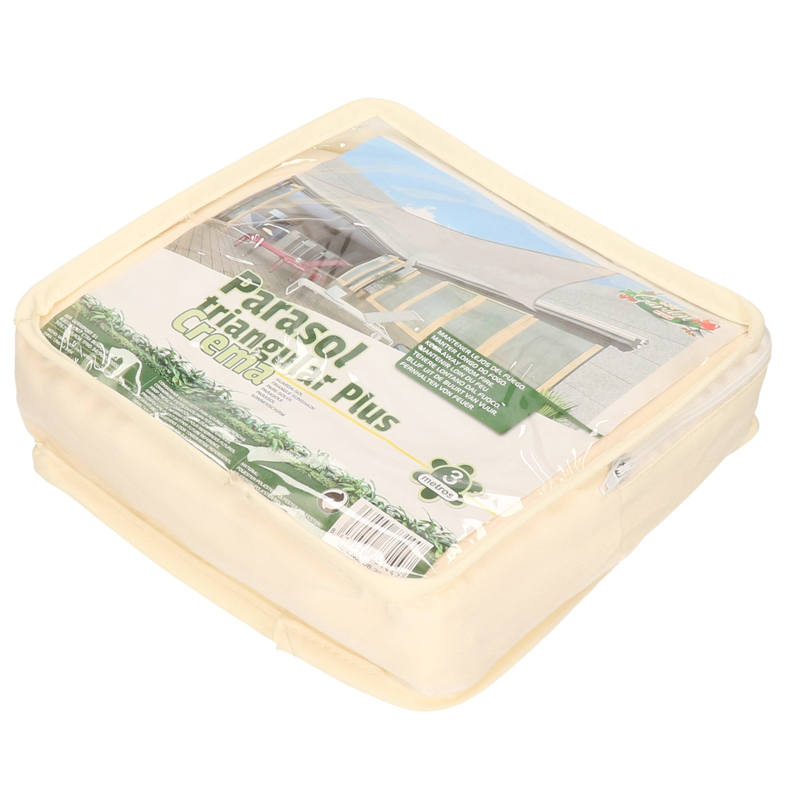 Schaduwdoek/zonnescherm driehoek creme/beige 3 meter -