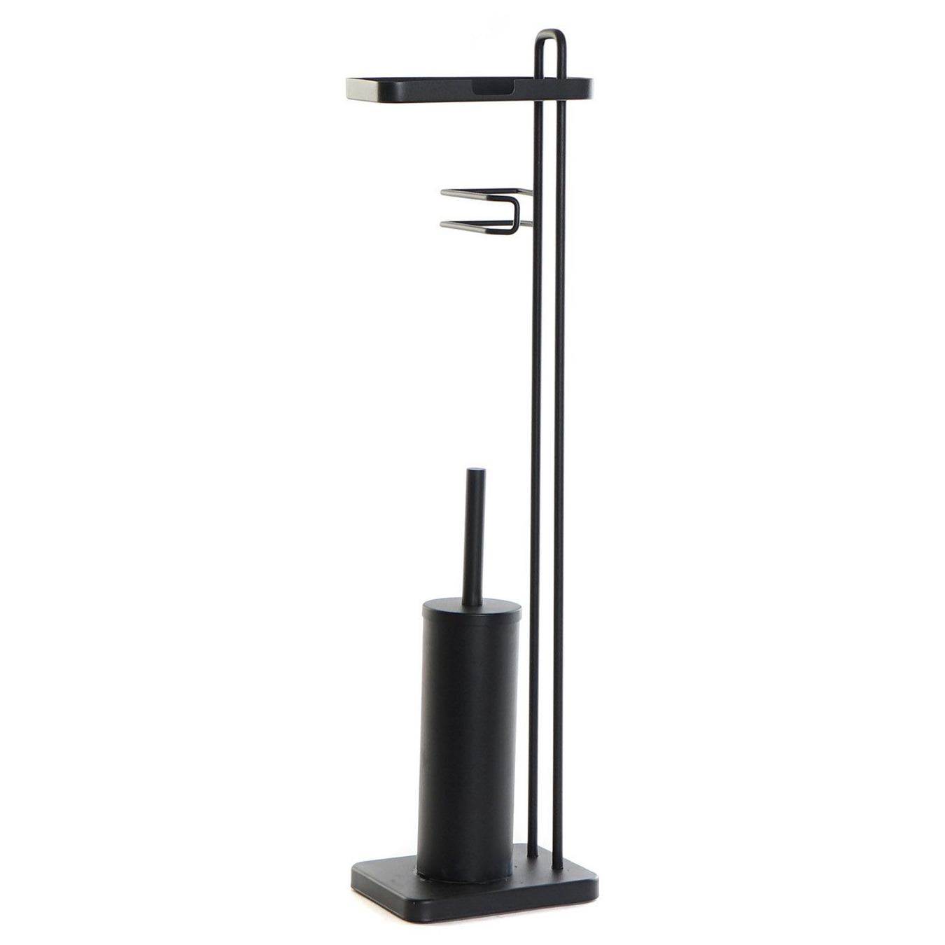 Luxe RVS wc/toiletborstel toiletgarnituur zwart 81 cm -