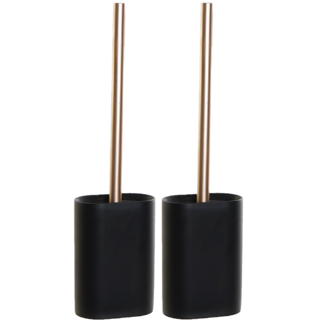 Set van 2x stuks silicone hygiene wc/toiletborstels 40 cm met toiletborstelhouder zwart -
