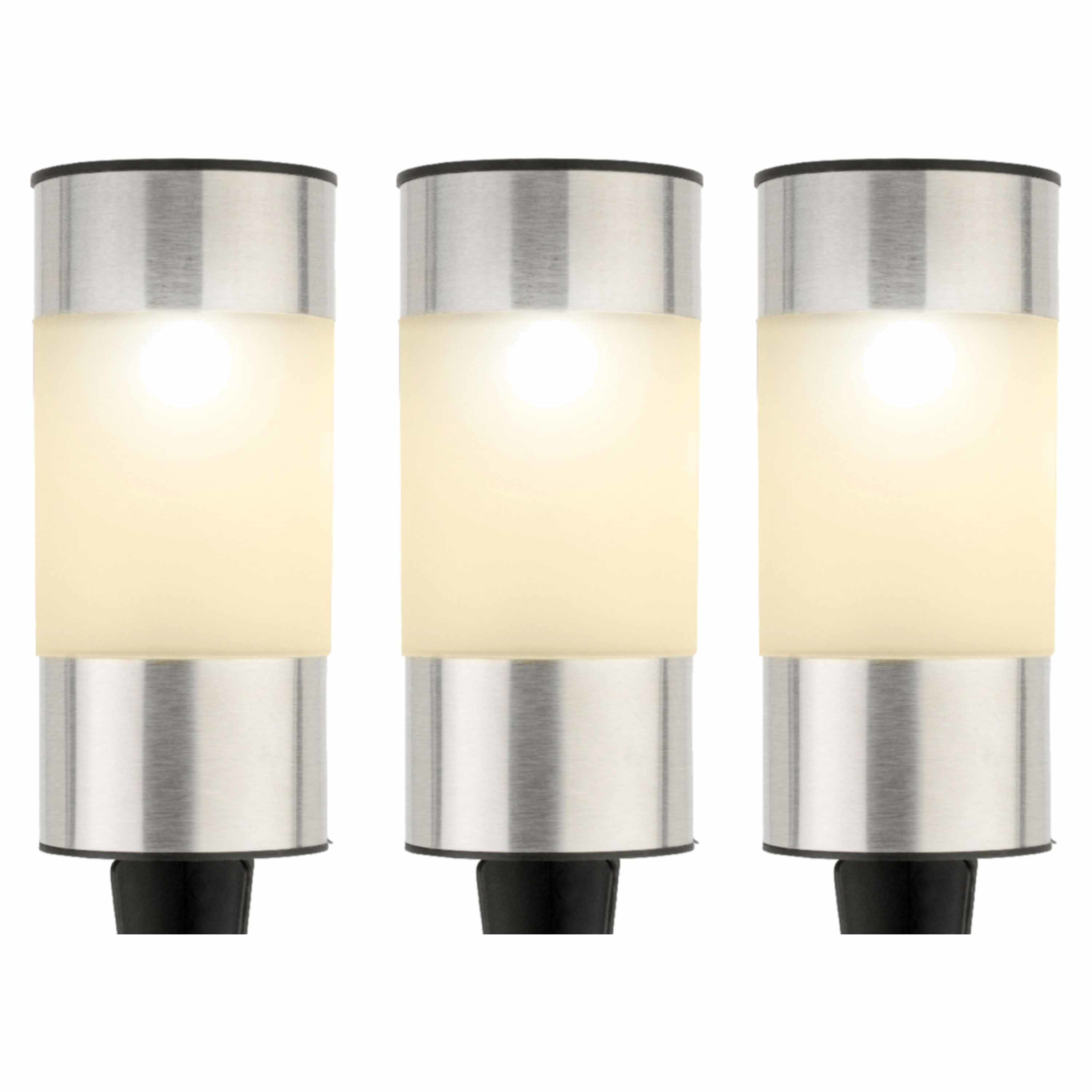 Solar prikspots - set 6x - zilver - 14 cm - tuinverlichting -