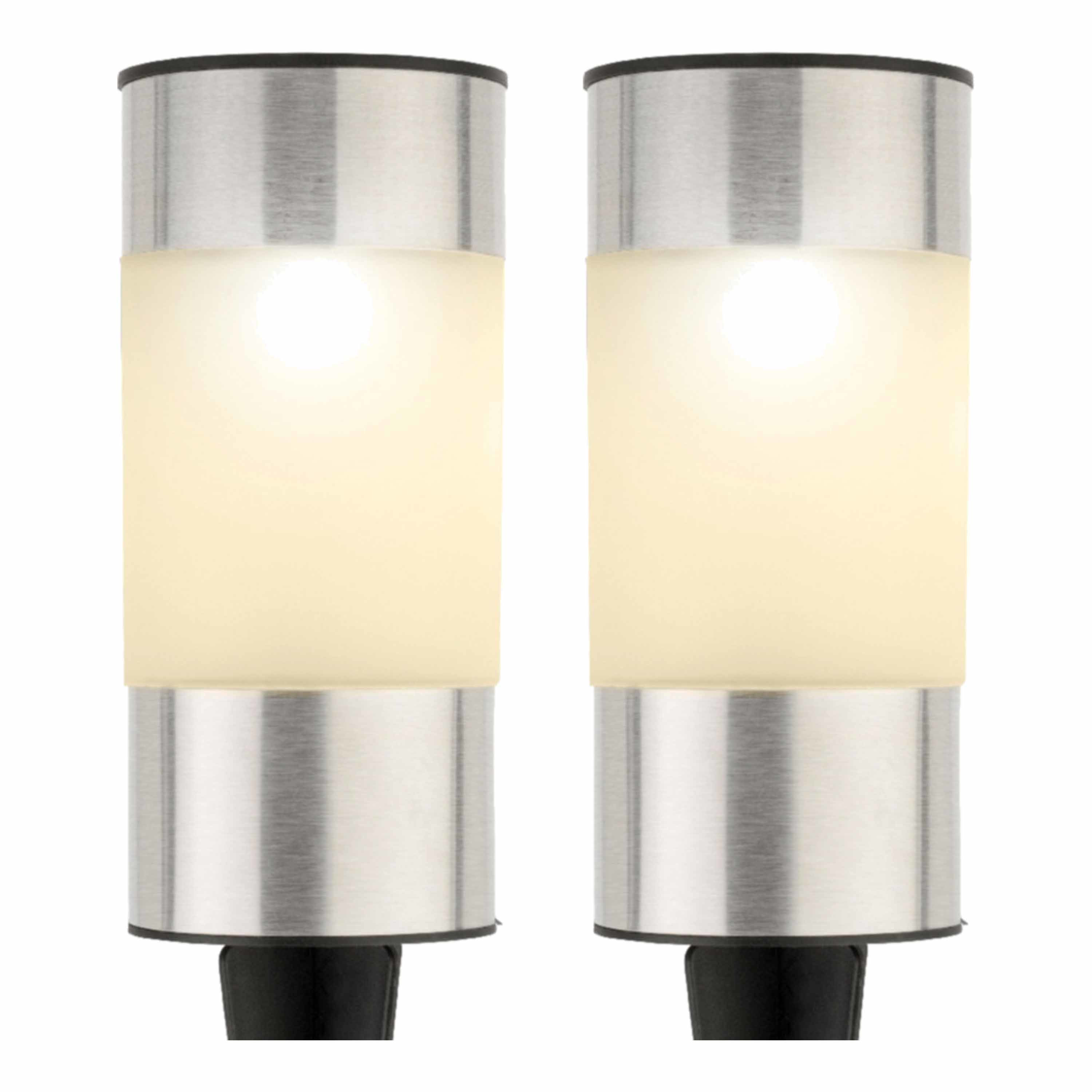 Solar prikspots - set 8x - zilver - 14 cm - tuinverlichting -