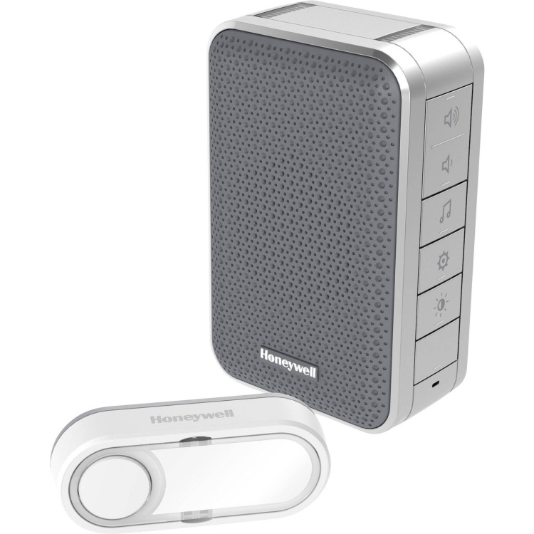 Honeywell DC313SG Draadloze, draagbare deurbel met volumeregelaar en drukknop deurbel