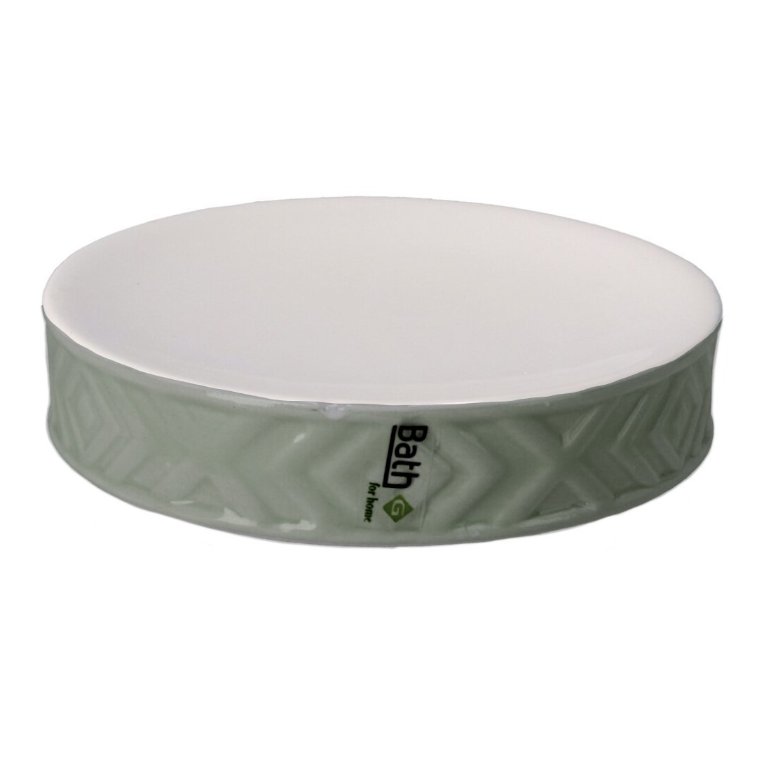 Zeephouder/zeepbakje groen/wit keramiek 10 cm -