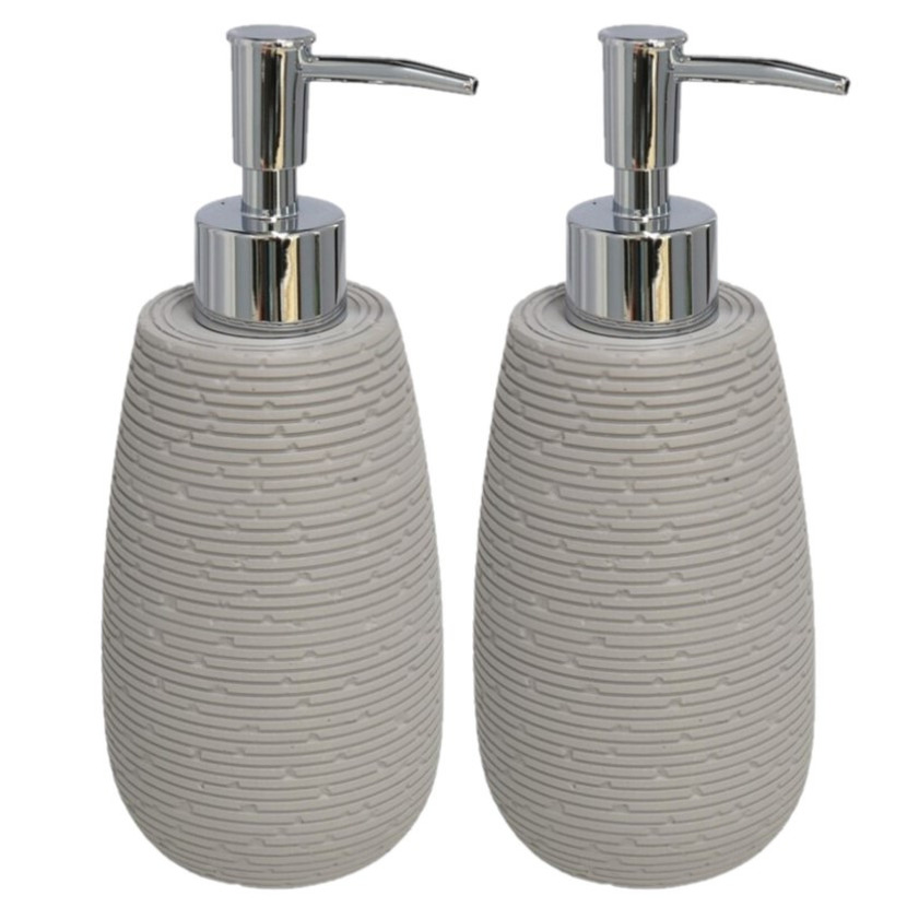 Set van 3x stuks zeeppompjes/zeepdispensers grijs kunststof 19 cm -