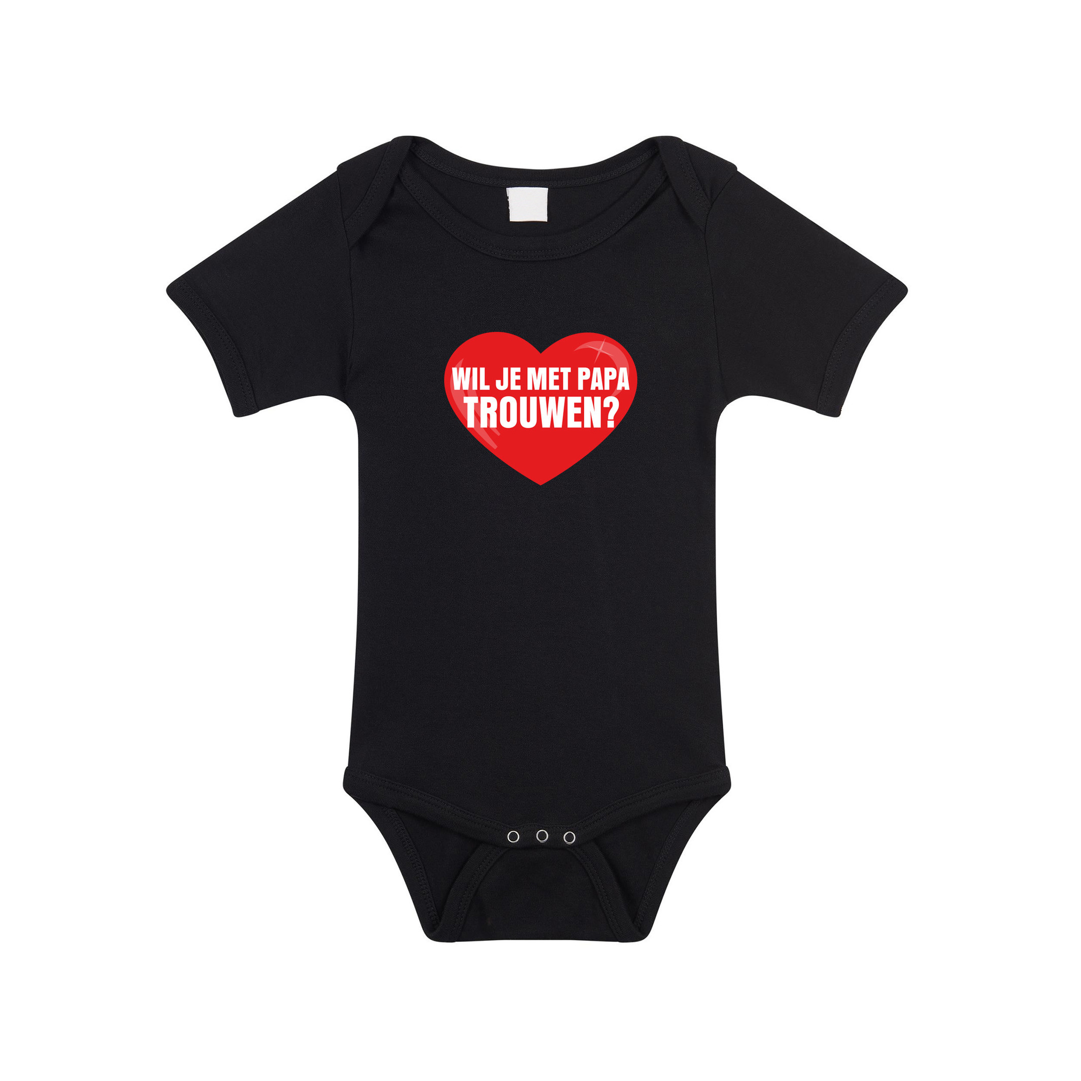 Wil je met papa trouwen huwelijksaanzoek romper zwart voor babys 92 (18-24 maanden) -