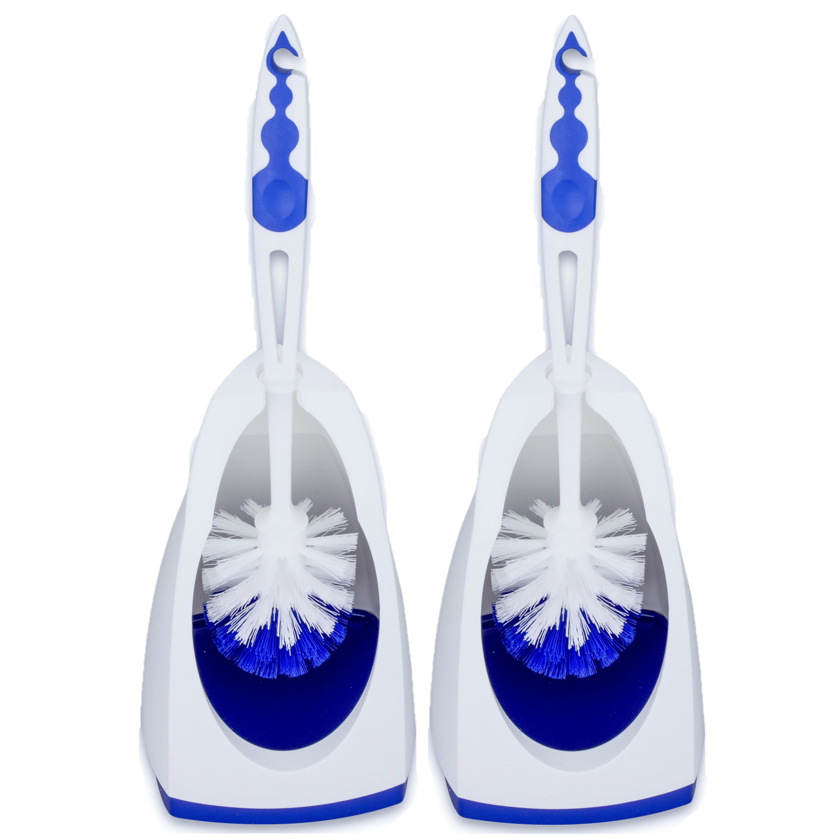 2x stuks wc-borstels/toiletborstels met houders blauw/wit 41.5 cm van kunststof -