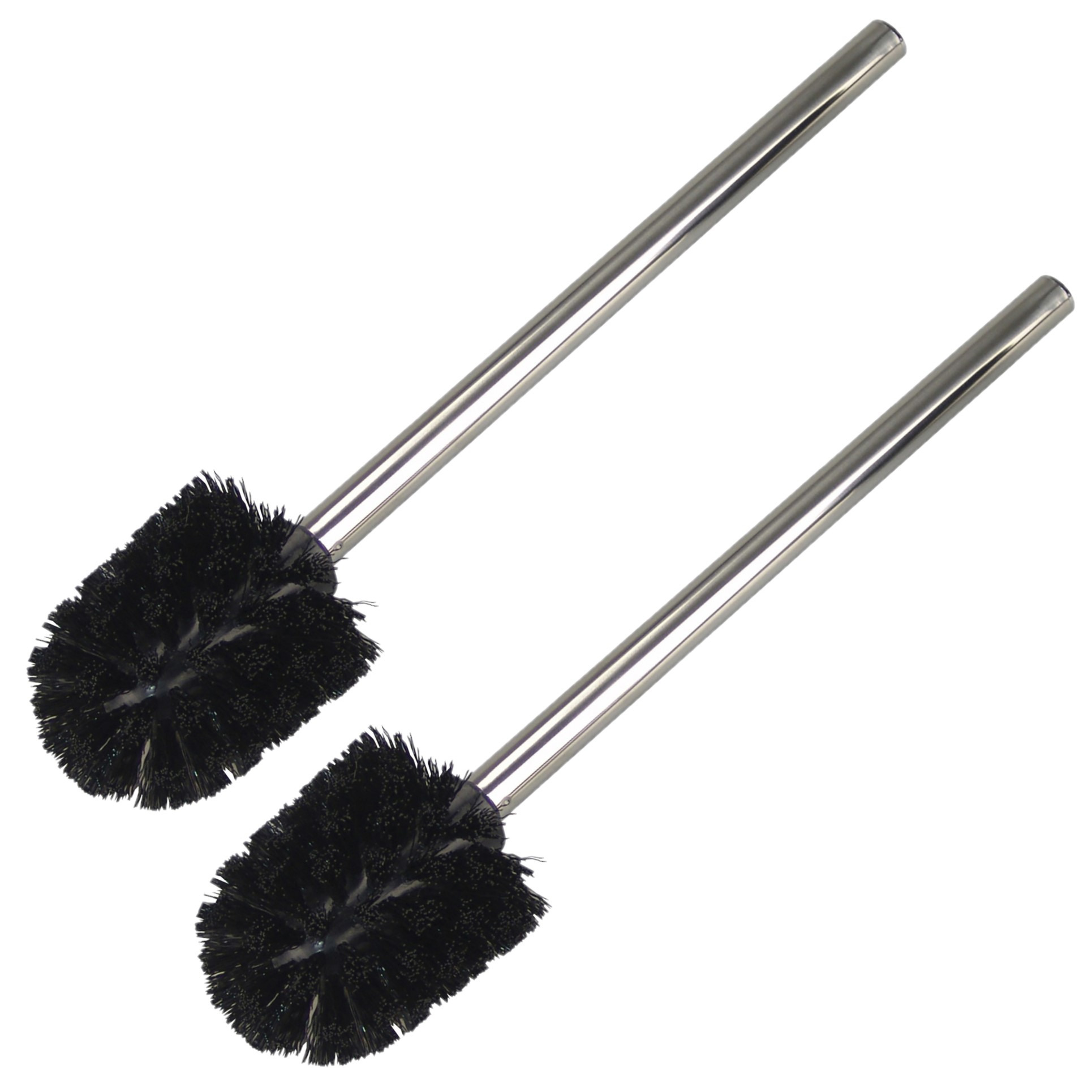 2x stuks wc-borstels/toiletborstels zwart 36 cm van RVS -