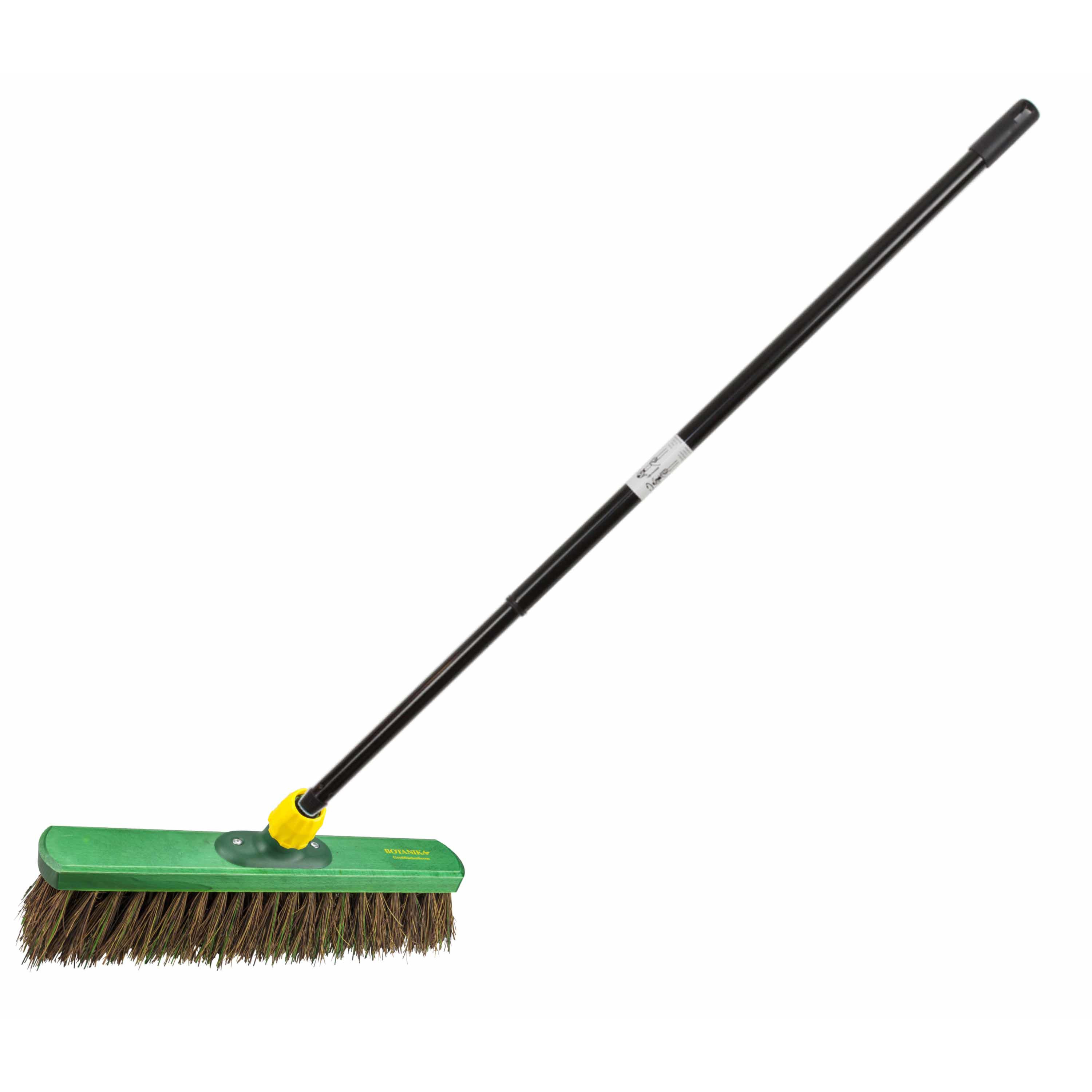 Kunststof harde straatbezem/buitenbezem palmvezel 40 cm met metalen telescoopsteel zwart 80 - 130 cm -