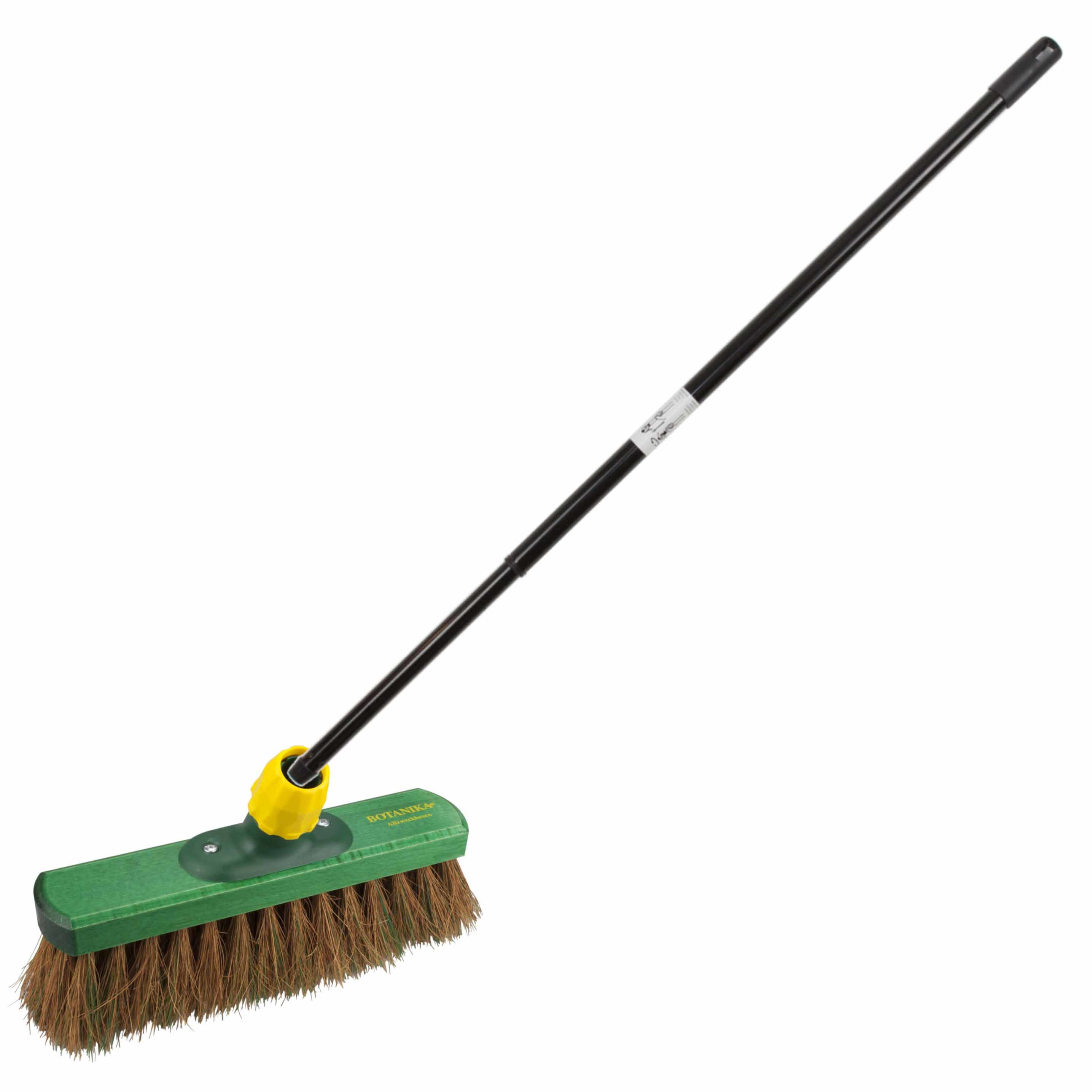 Kunststof harde straatbezem/buitenbezem kokoshaar 28 cm met metalen telescoopsteel zwart 80 - 130 cm -