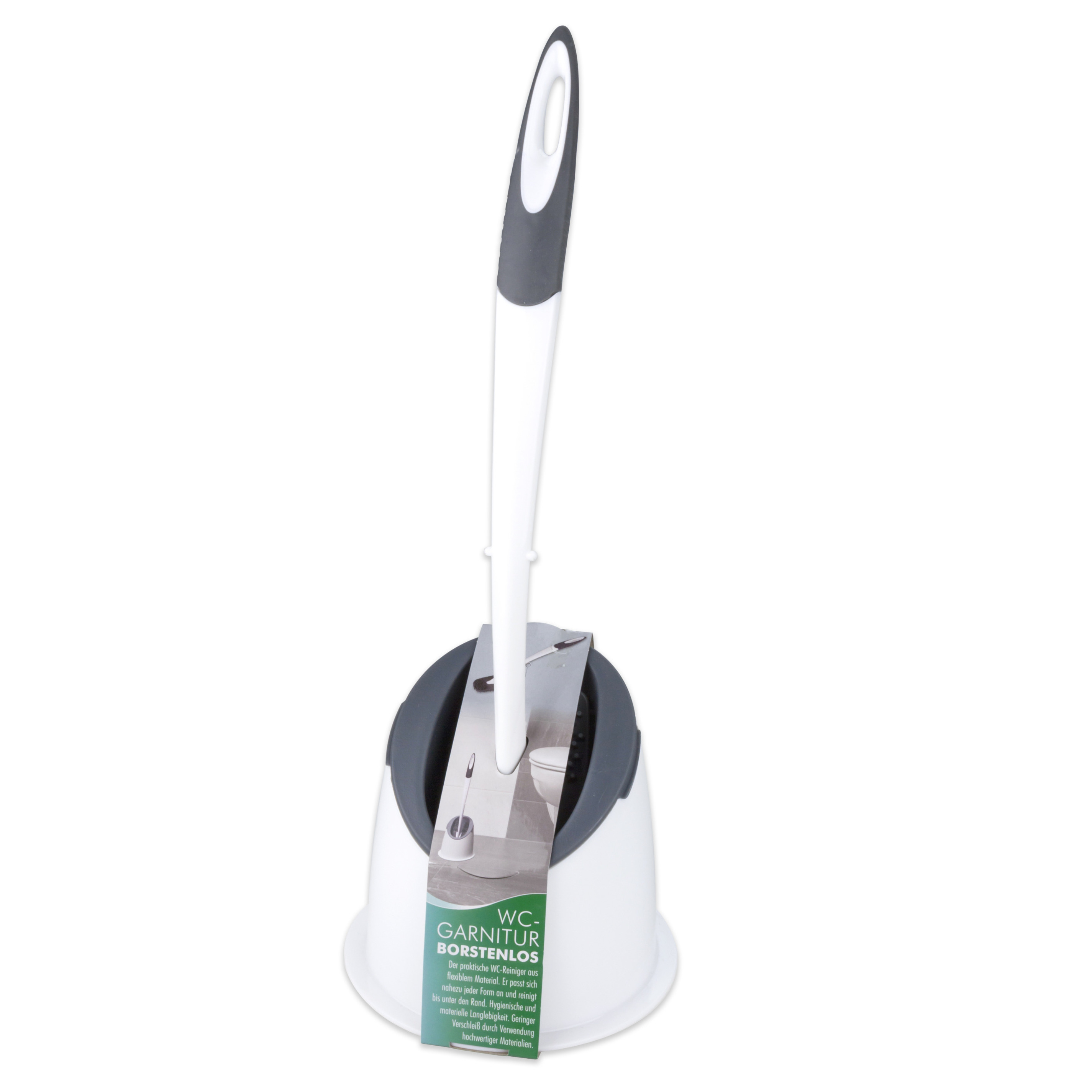 Hygienische wc-borstel/toiletborstel inclusief houder grijs/wit 41 cm van rubber -