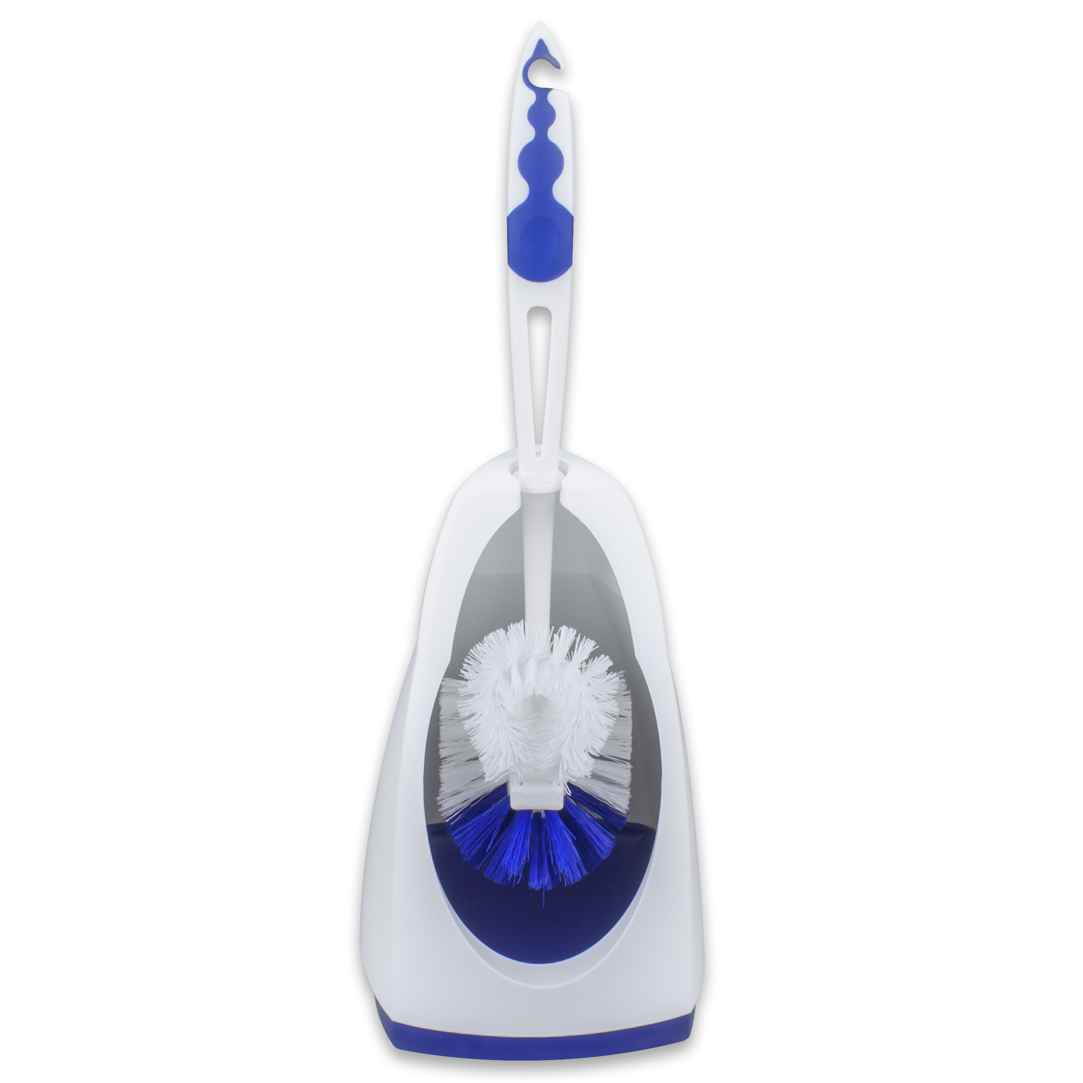 Wc-borstel/toiletborstel met randreiniger en houder blauw/wit 41.5 cm van kunststof -
