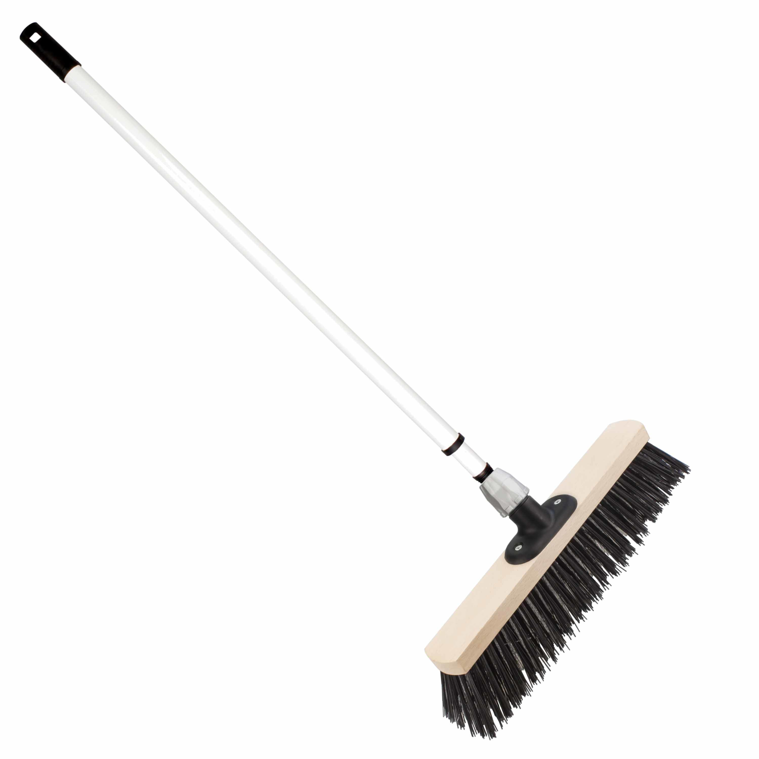 Staaldraad straatbezem/buitenbezem 40 cm met metalen telescoopsteel wit 80 - 130 cm -