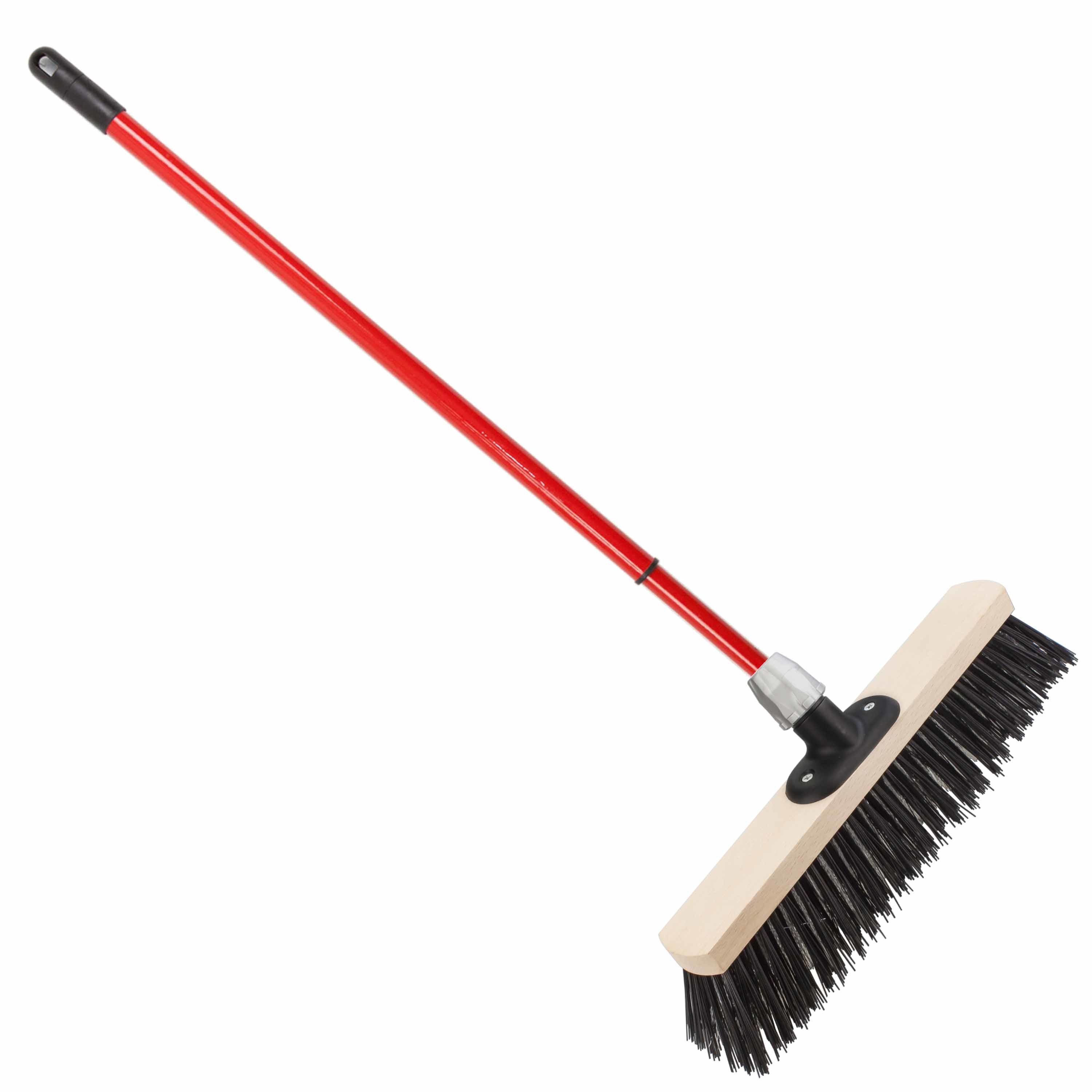 Staaldraad straatbezem/buitenbezem 40 cm met metalen telescoopsteel rood 80 - 130 cm -