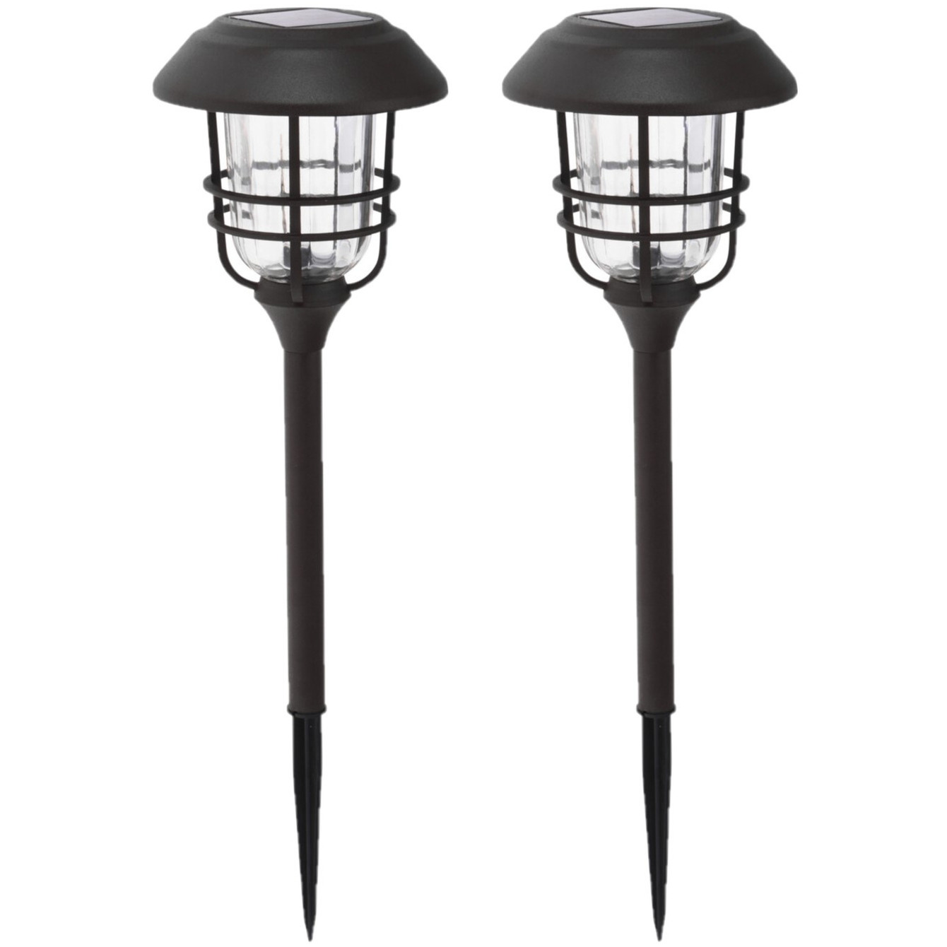 Set van 2x stuks solar tuinlampen/prikspots op zonne-energie 59 cm -