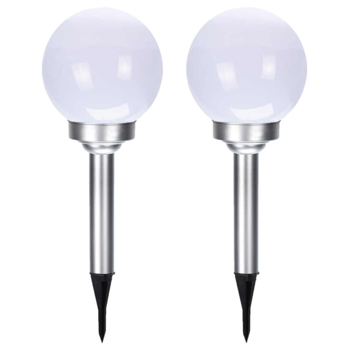 Set van 4x stuks solar tuinlampen/prikspots bol op zonne-energie 15 cm -