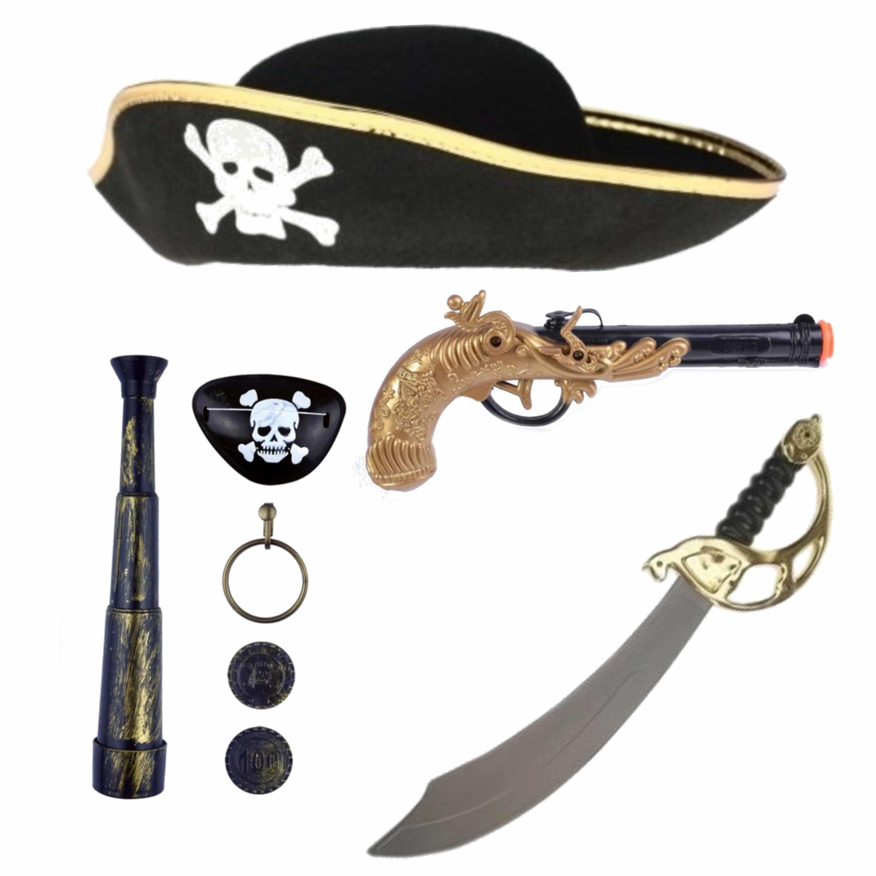 Verkleedset kinderen - Piraten set - Hoed, wapens en accessoires -